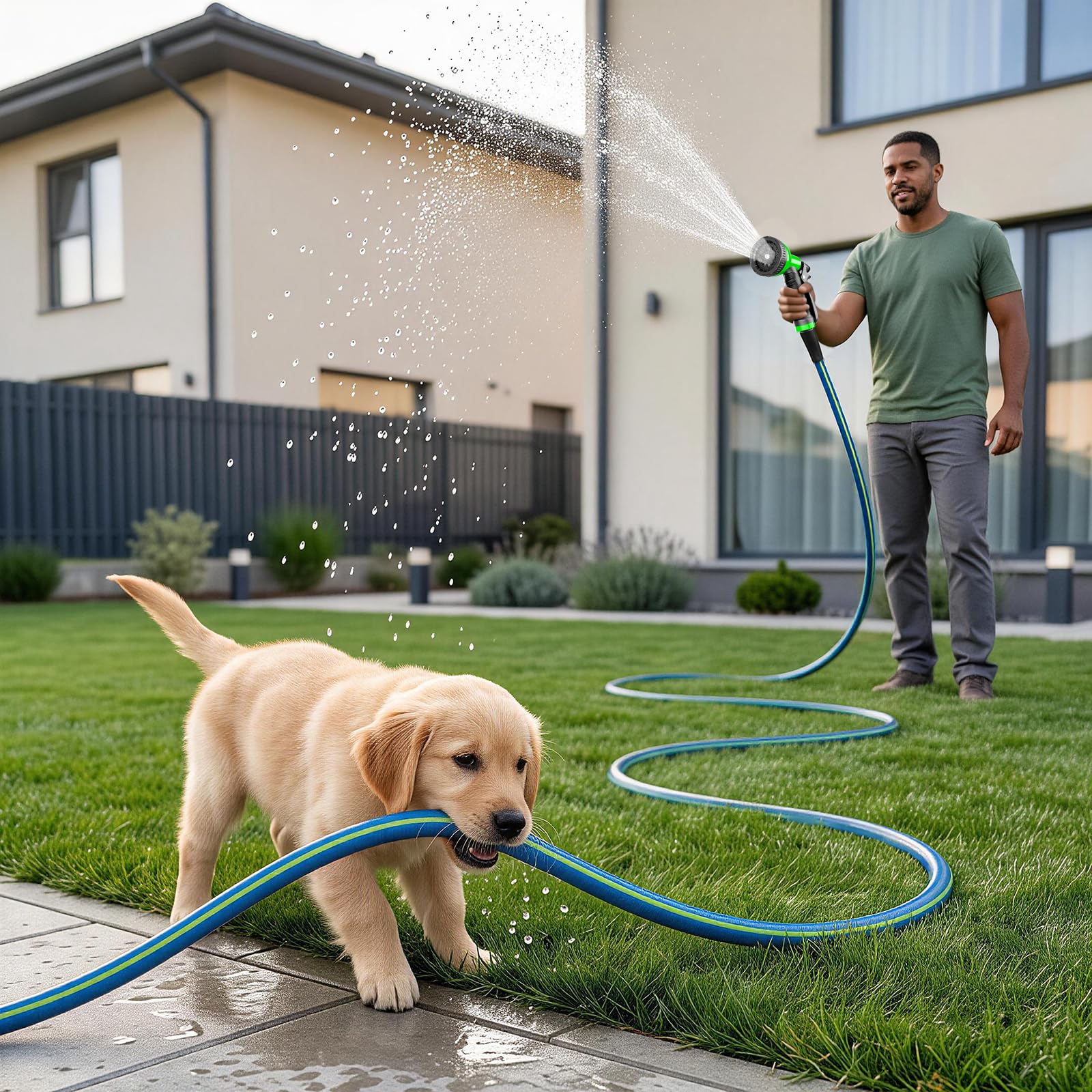 Besiter hose in use for watering flower beds