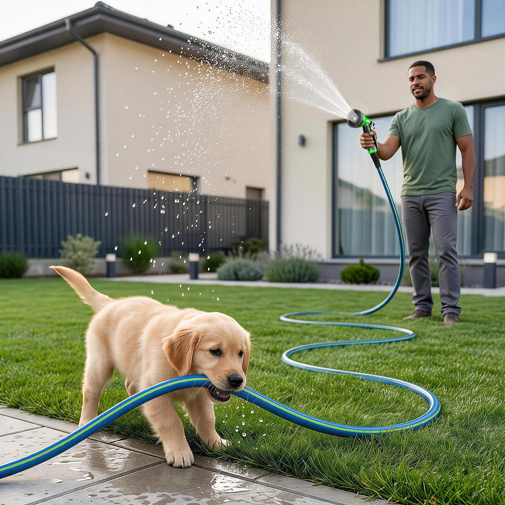 Besiter hose in use for watering flower beds