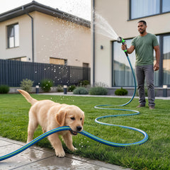 Besiter hose in use for watering flower beds