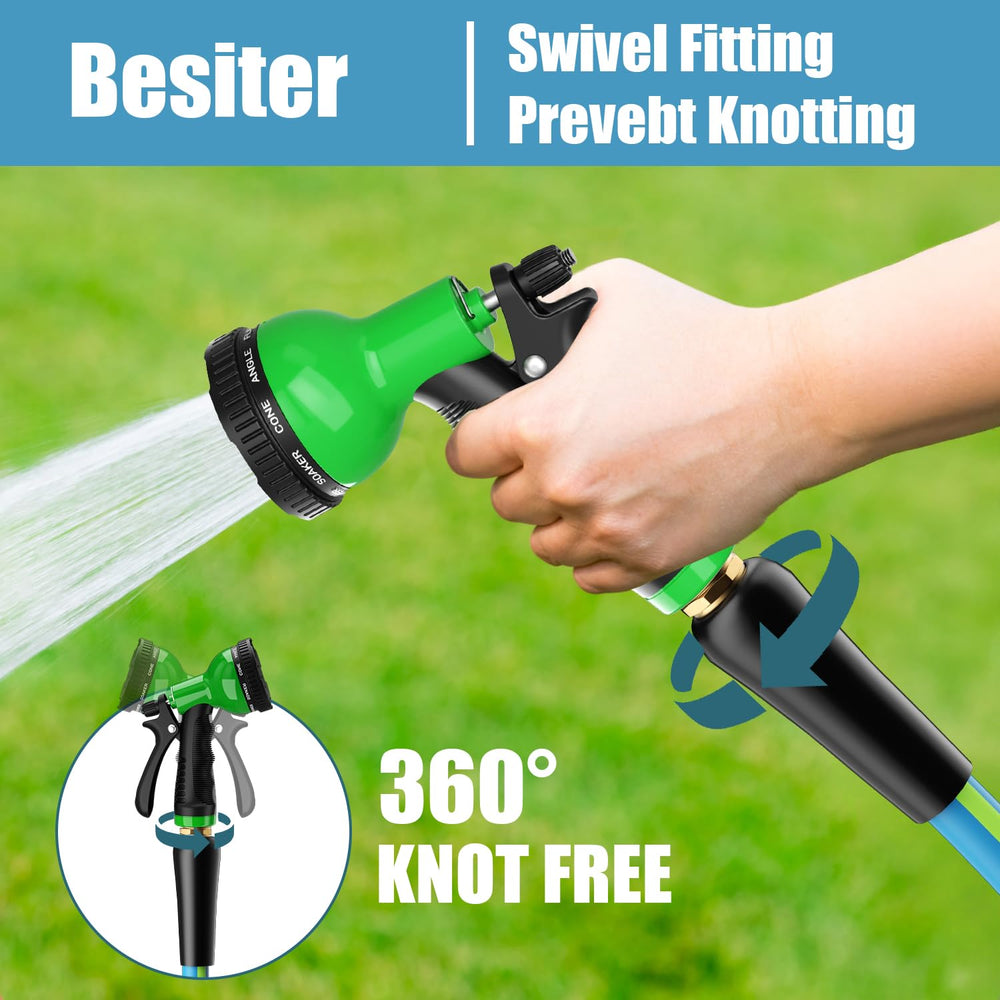 Besiter hose laid flat on grass for easy storage