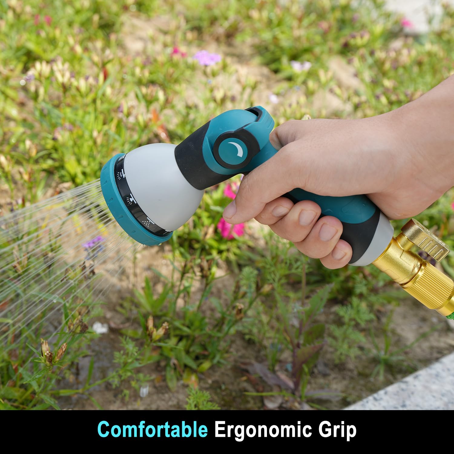 Besiter Hose Nozzle connected to a garden hose