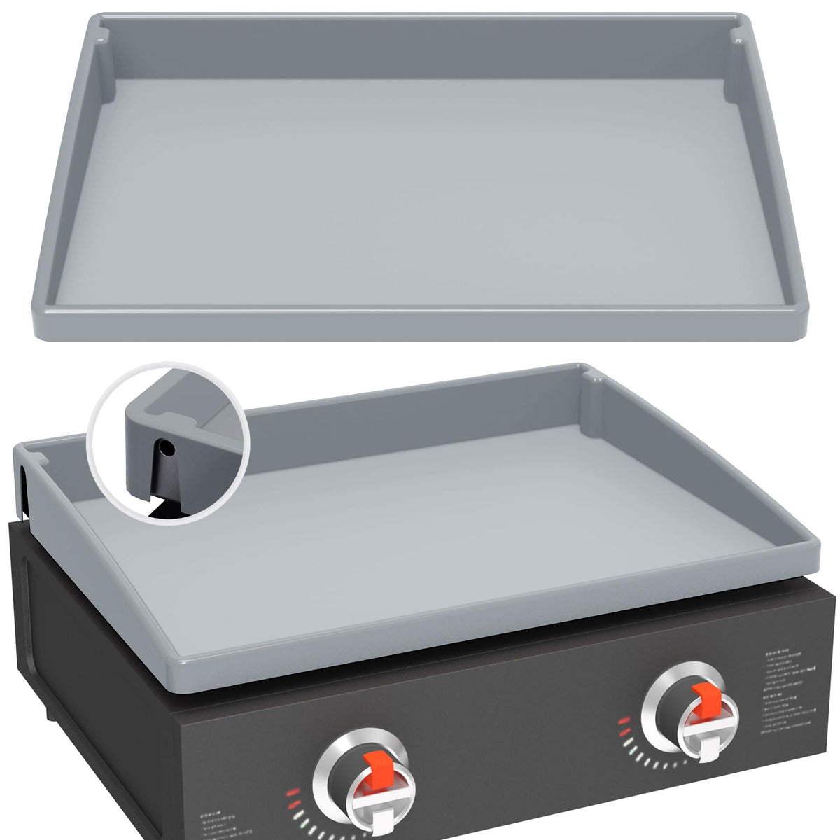 BESSIO Silicone Griddle Mat Cover for 22" Blackstone, Gray front view