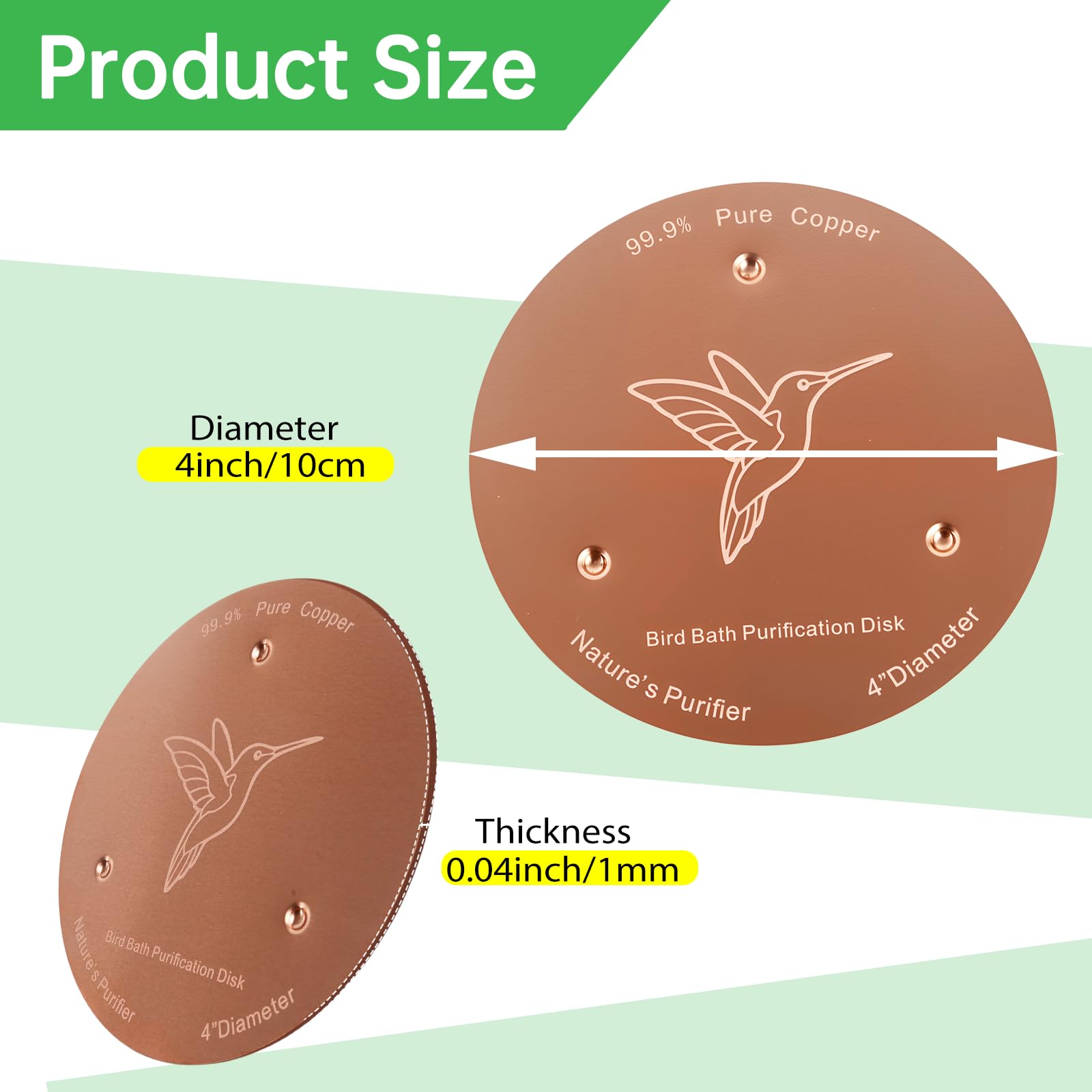 Bessny Bird Bath Copper Discs with birds