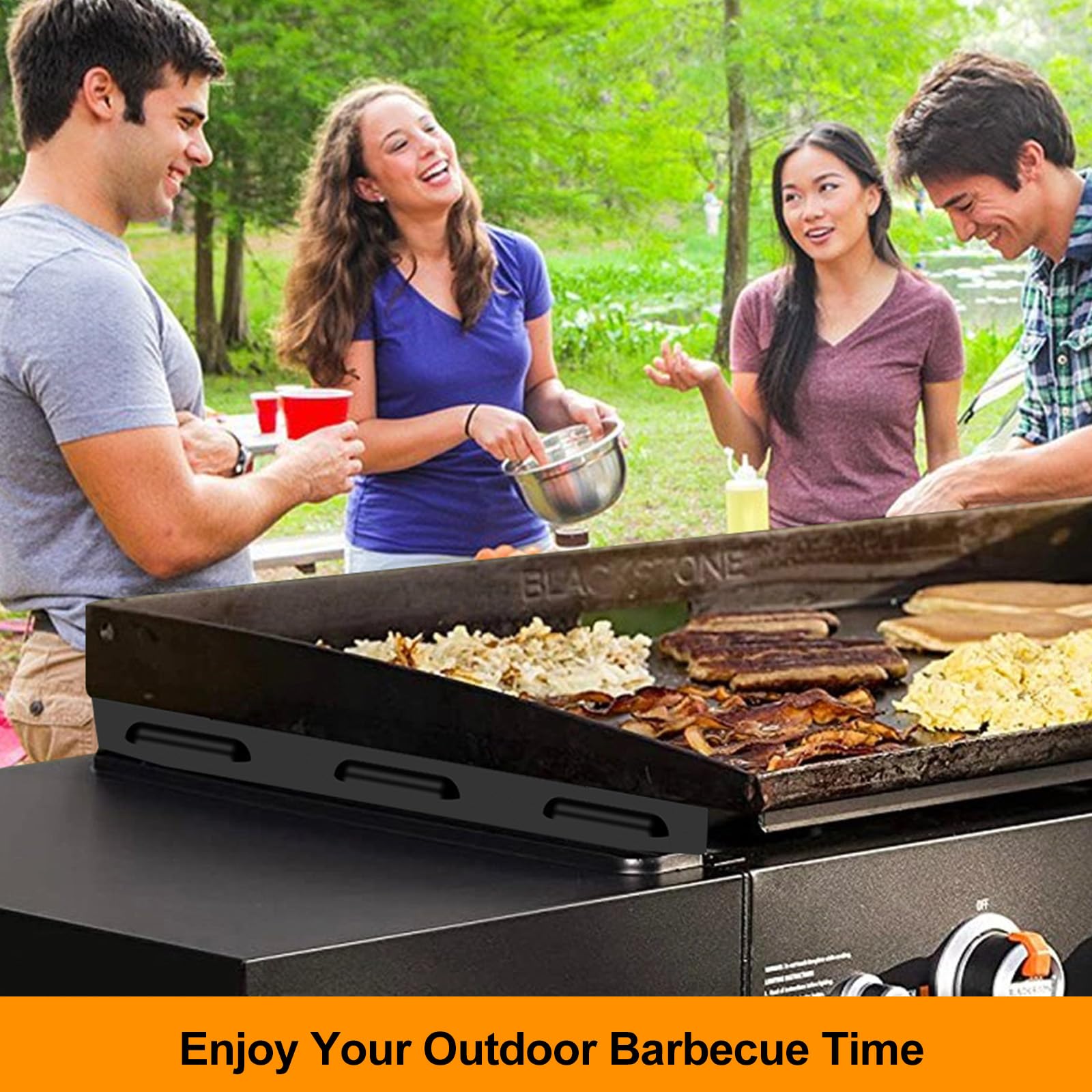 BESSTY Black Wind Guards on a Blackstone Griddle outdoors