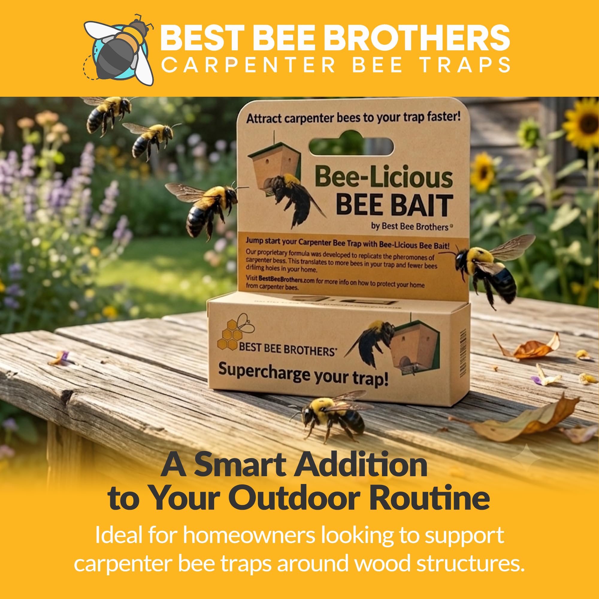 Best Bee Brothers Carpenter Bee Bait tube with measurement markings