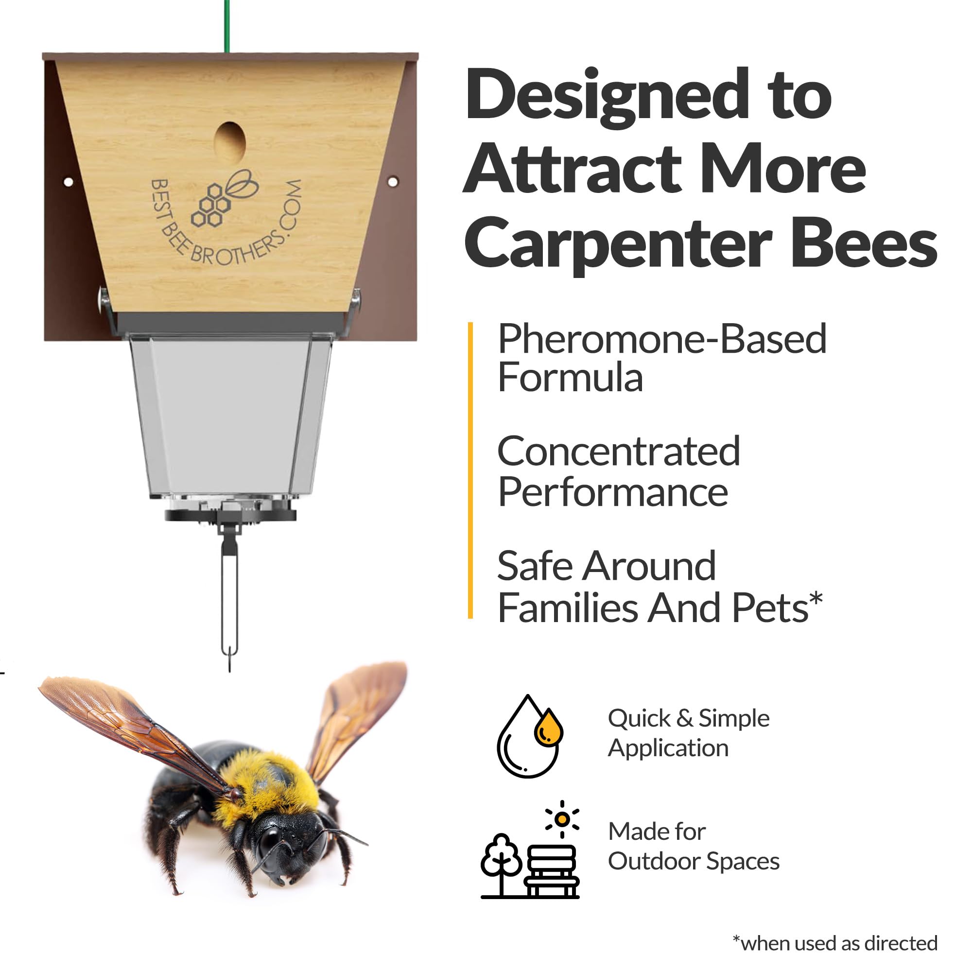 Best Bee Brothers Carpenter Bee Bait used in a garden trap