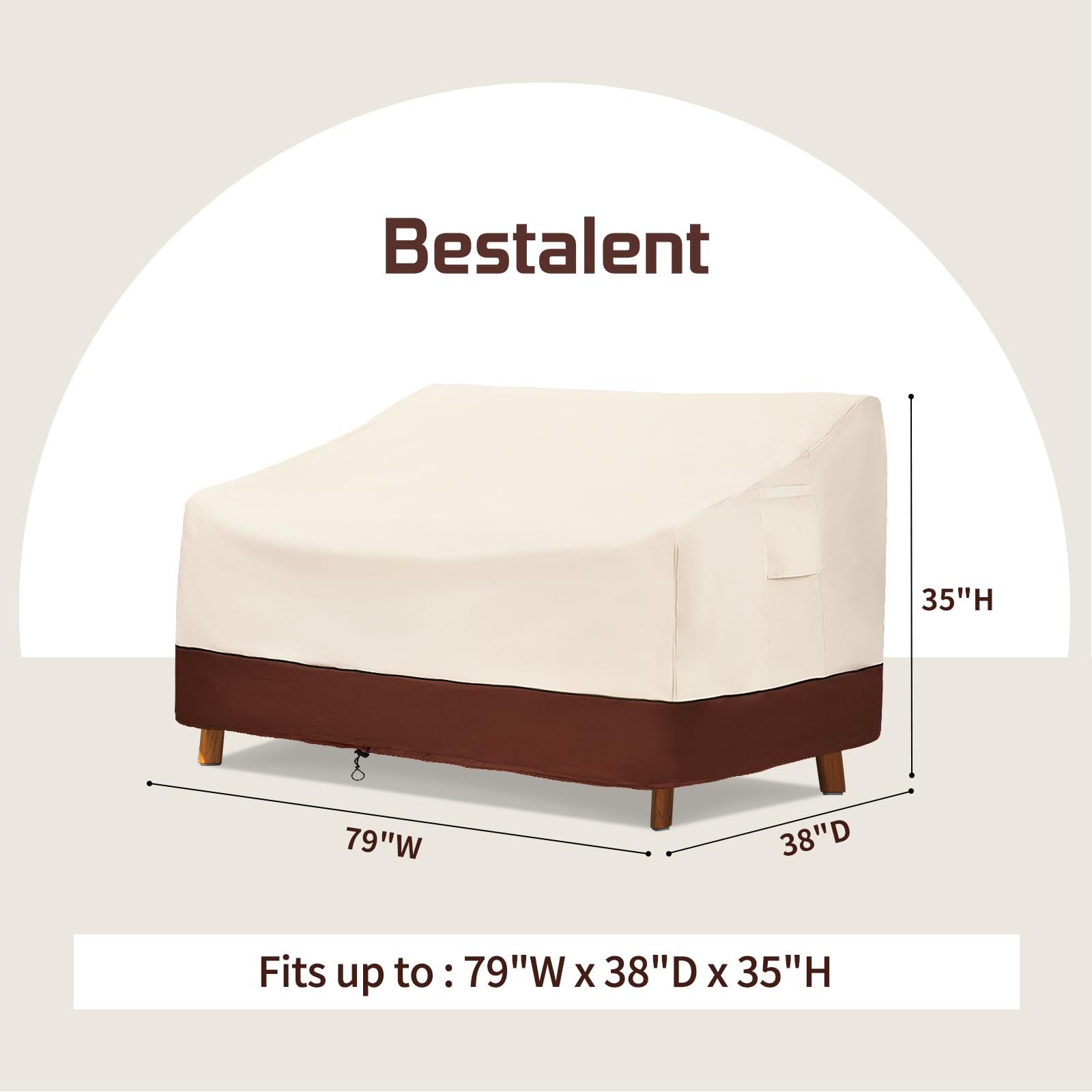 Bestalent Outdoor Patio Sofa Cover side view showing adjustable straps