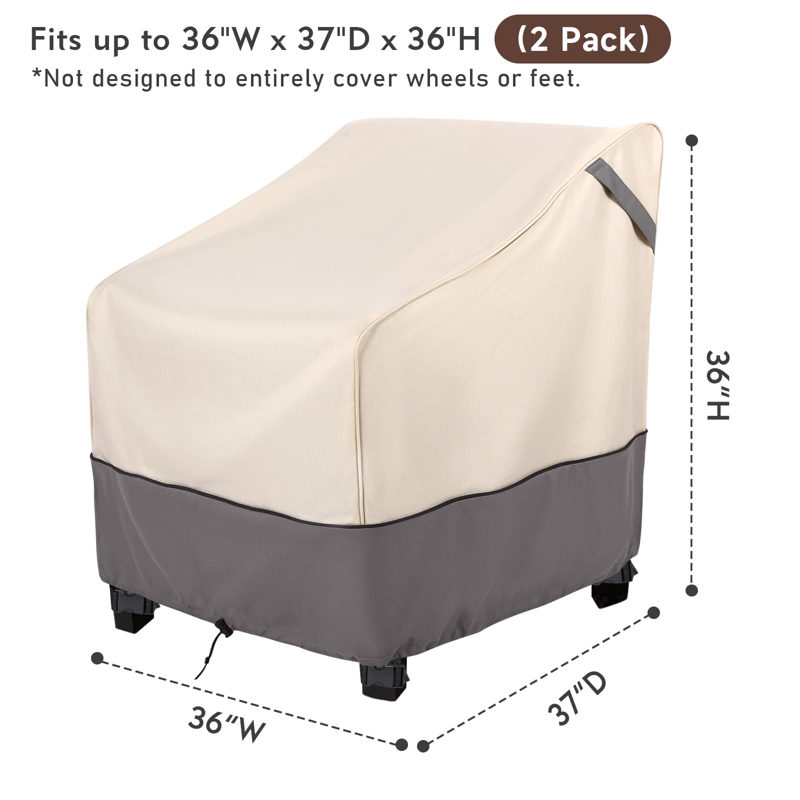 Bestalent waterproof patio chair cover grey back view