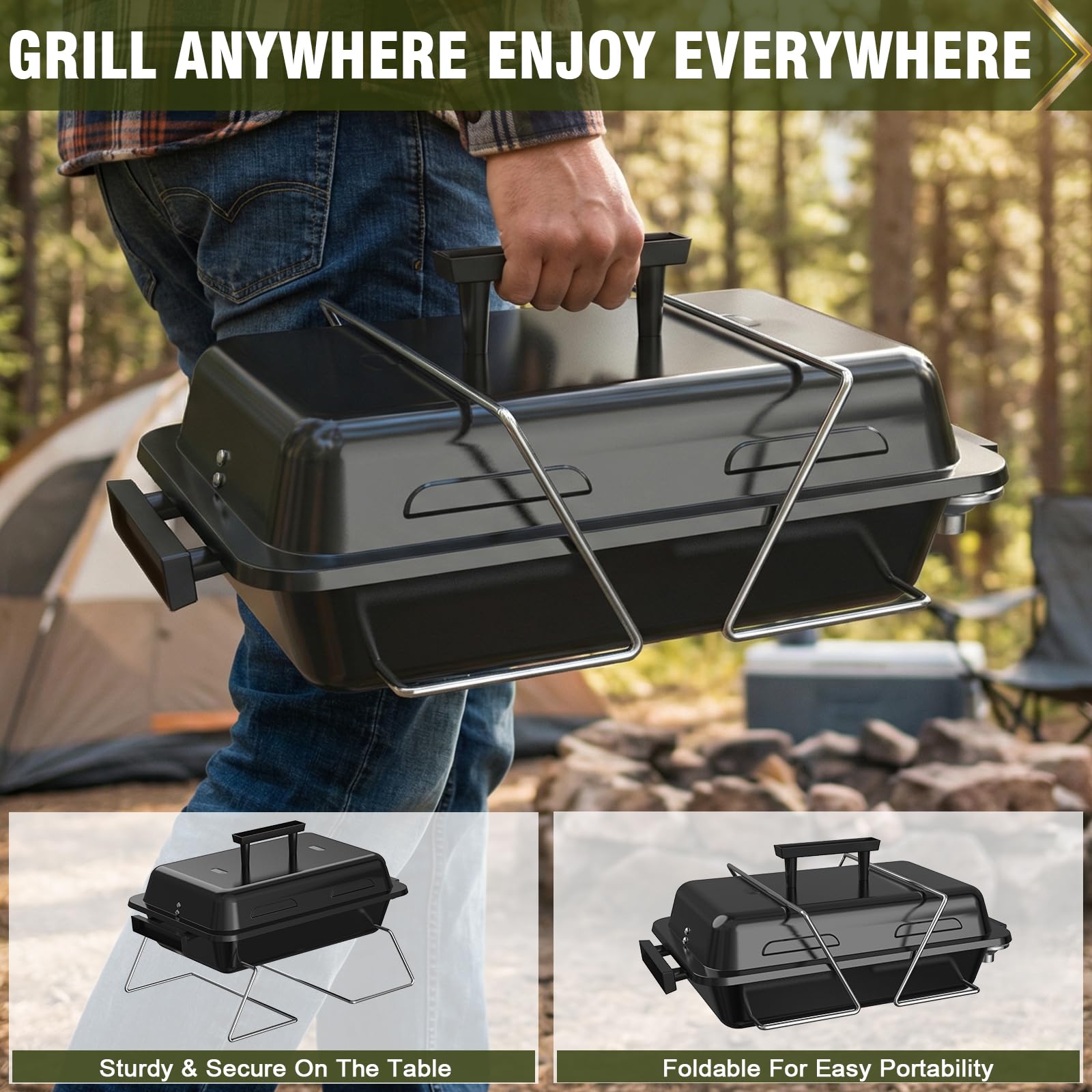BESTFIRE Portable Propane Grill setup on a picnic table
