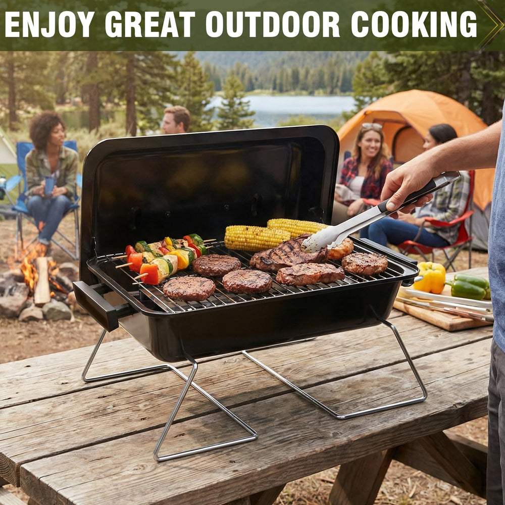 BESTFIRE Portable Propane Grill with burgers cooking
