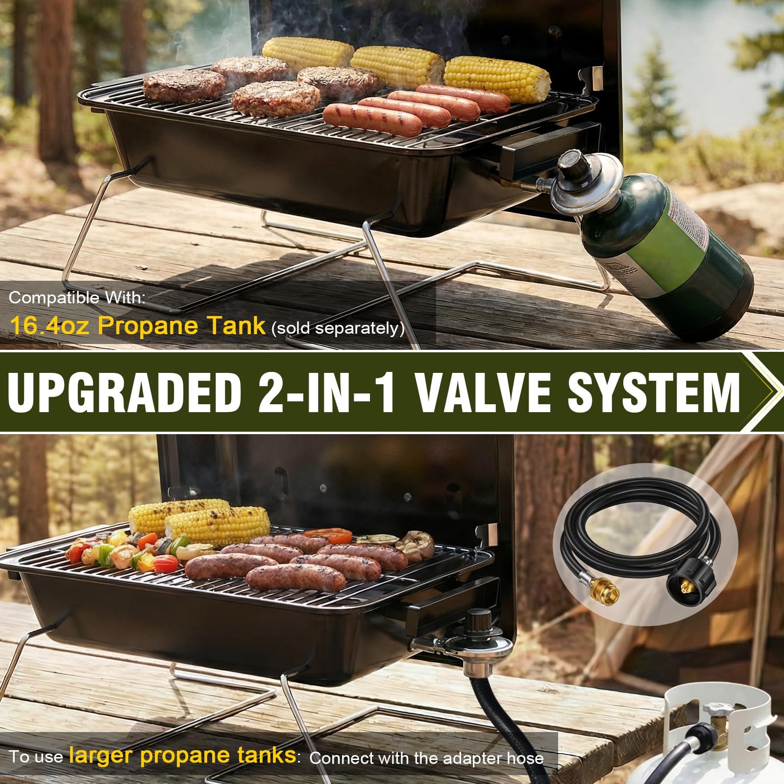 BESTFIRE Portable Propane Grill with foldable legs