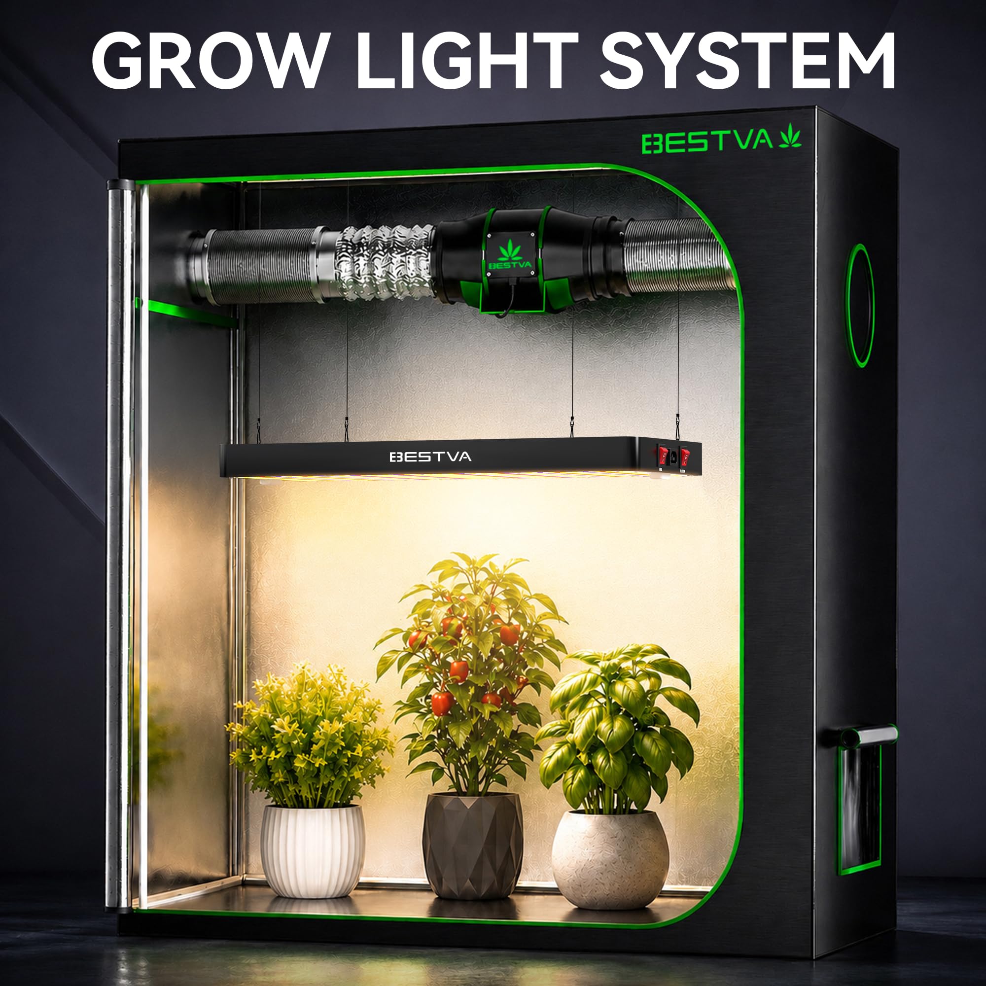 BESTVA DC3000 Grow Light in use with various indoor plants