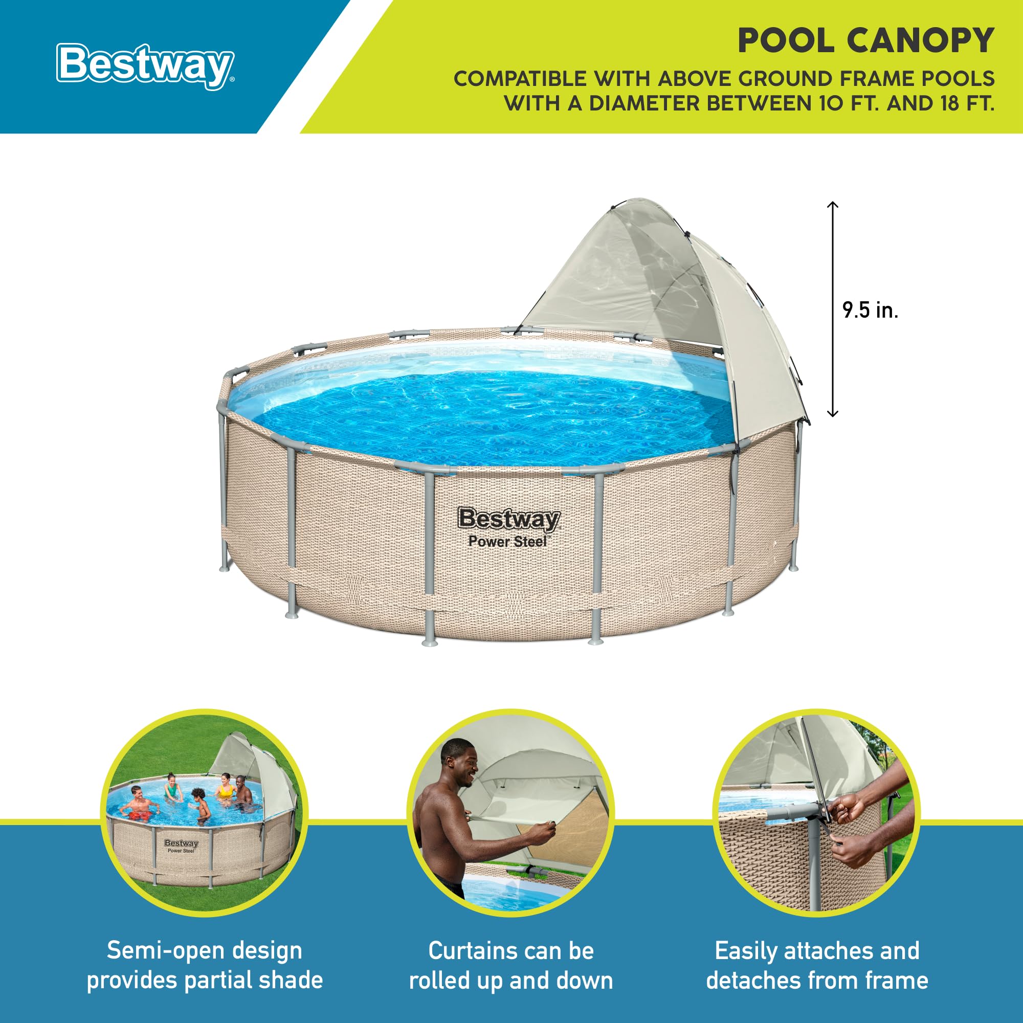 Bestway Pool Canopy Sunshade setup over a round pool