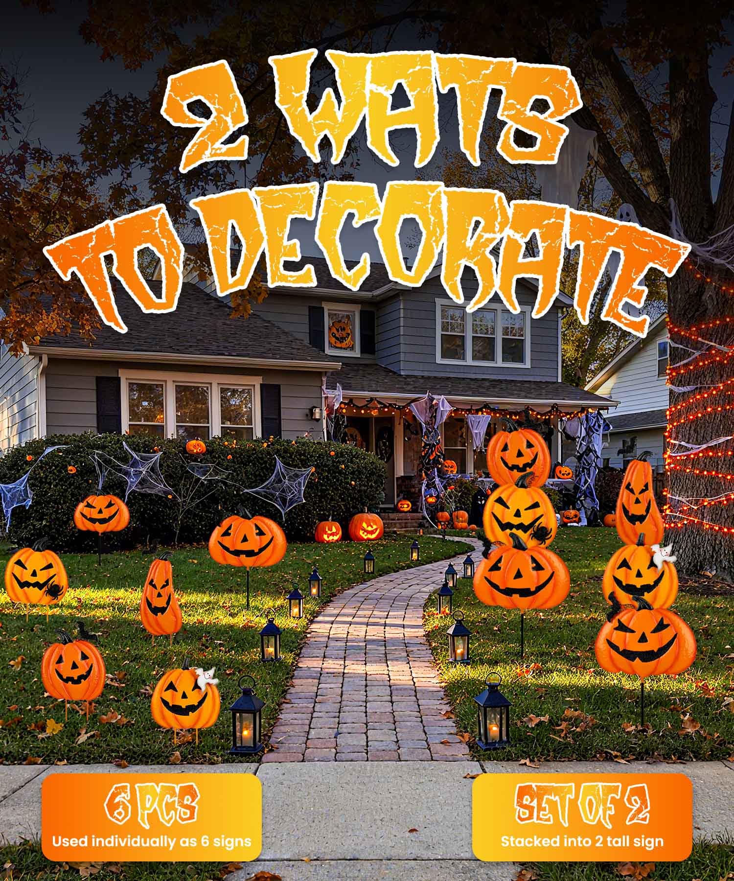 Beterzack Halloween garden stakes in a lawn setting