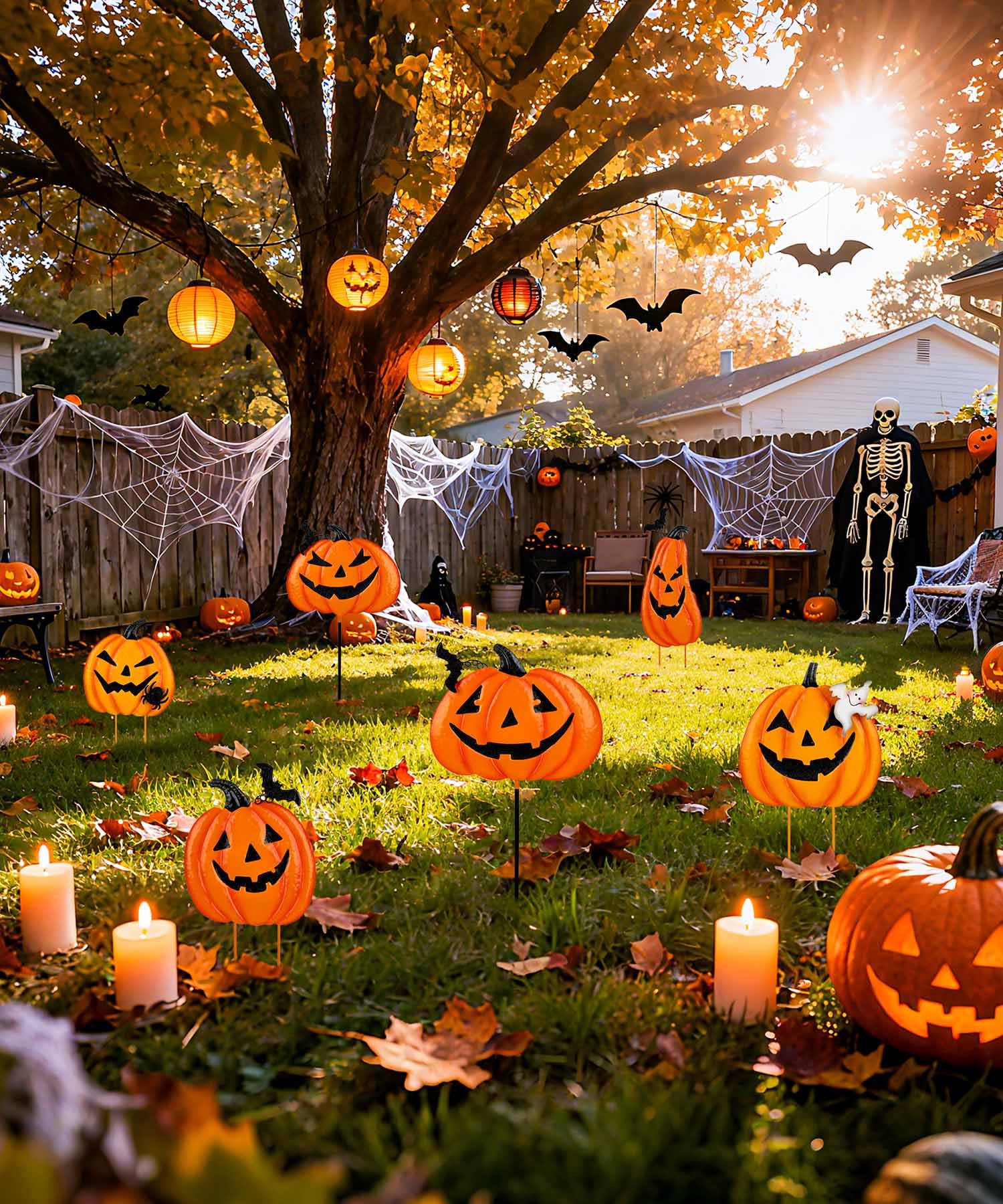 Beterzack Halloween garden stakes showcasing 3D pumpkin design