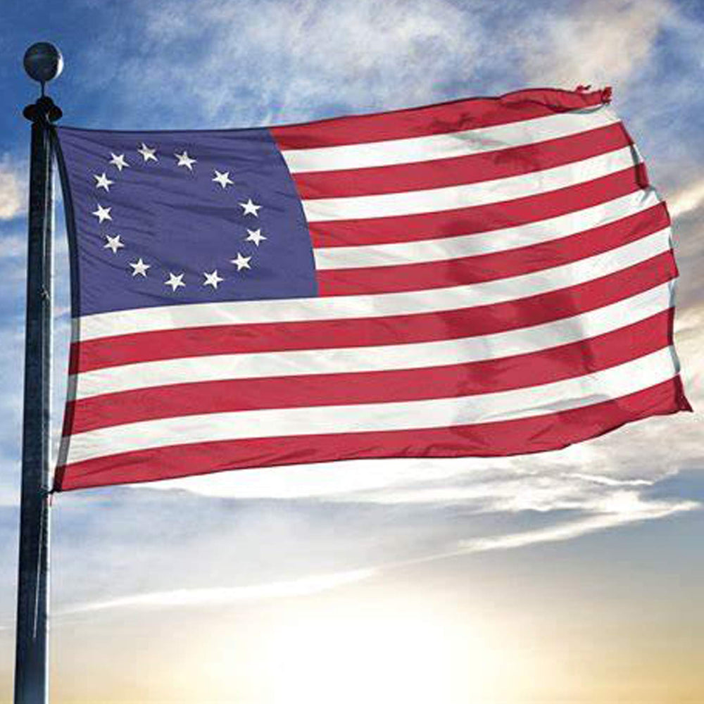 Betsy Ross American Flag hanging on a wall indoors