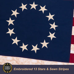 Betsy Ross Flag 3x5 feet with embroidered stars close-up