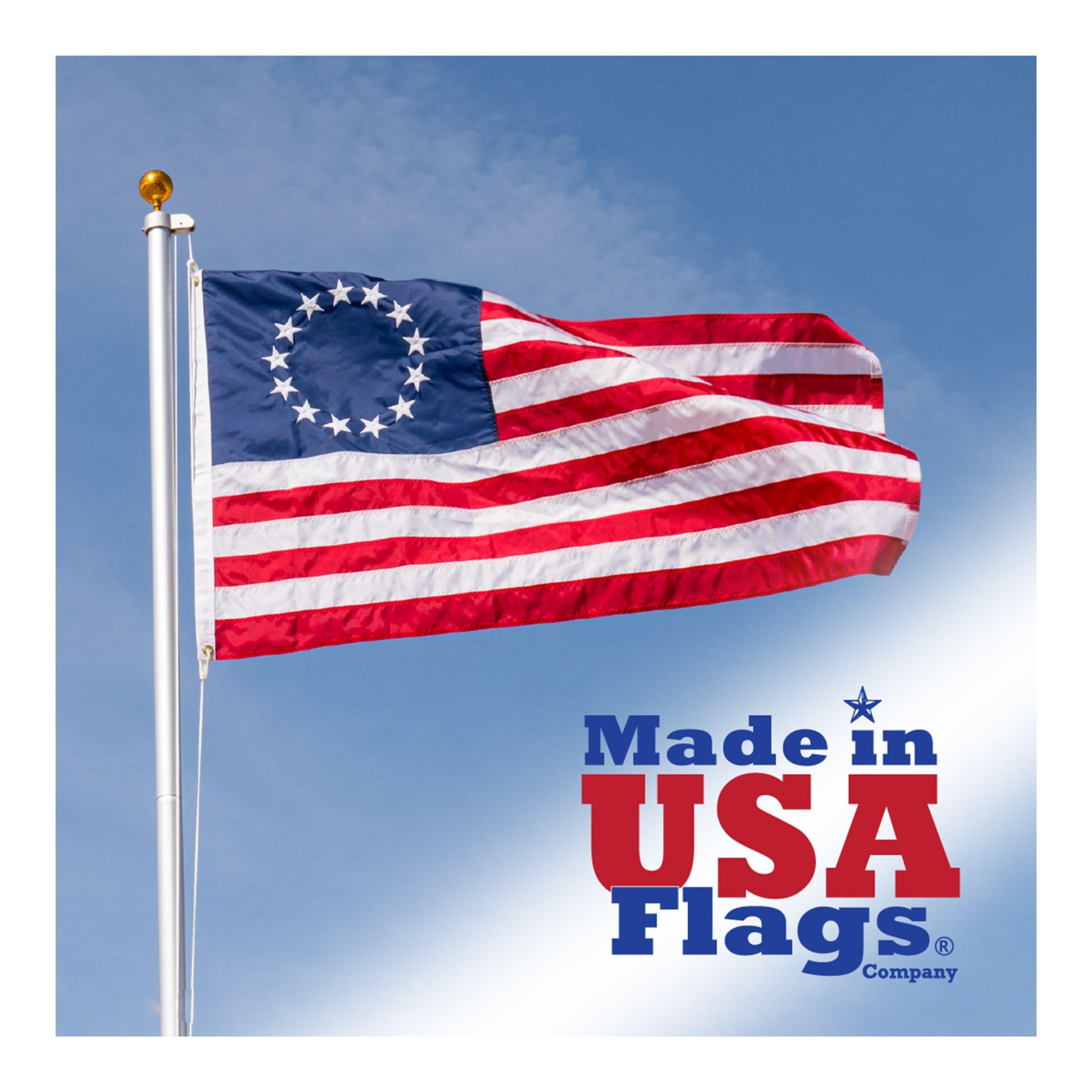 Betsy Ross Flag 3x5 made from durable nylon with 13 stars