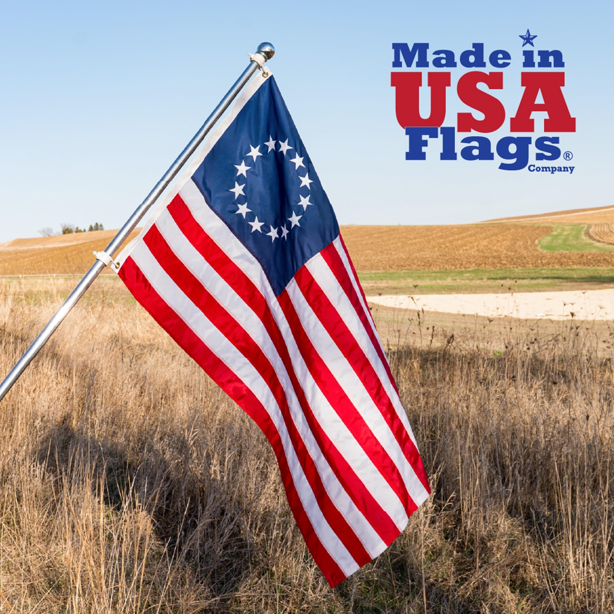 Betsy Ross Flag with grommets ready for installation
