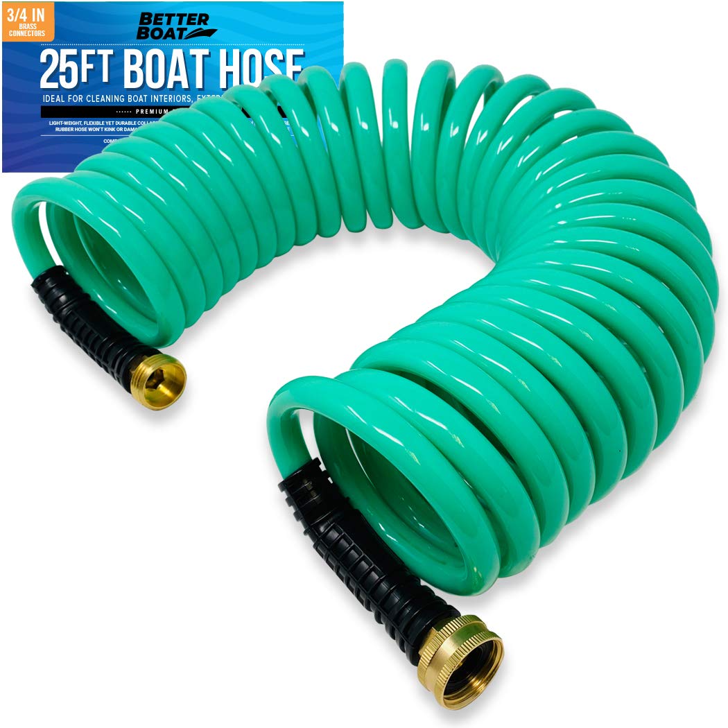 Better Boat 25FT coiled garden hose in green colour