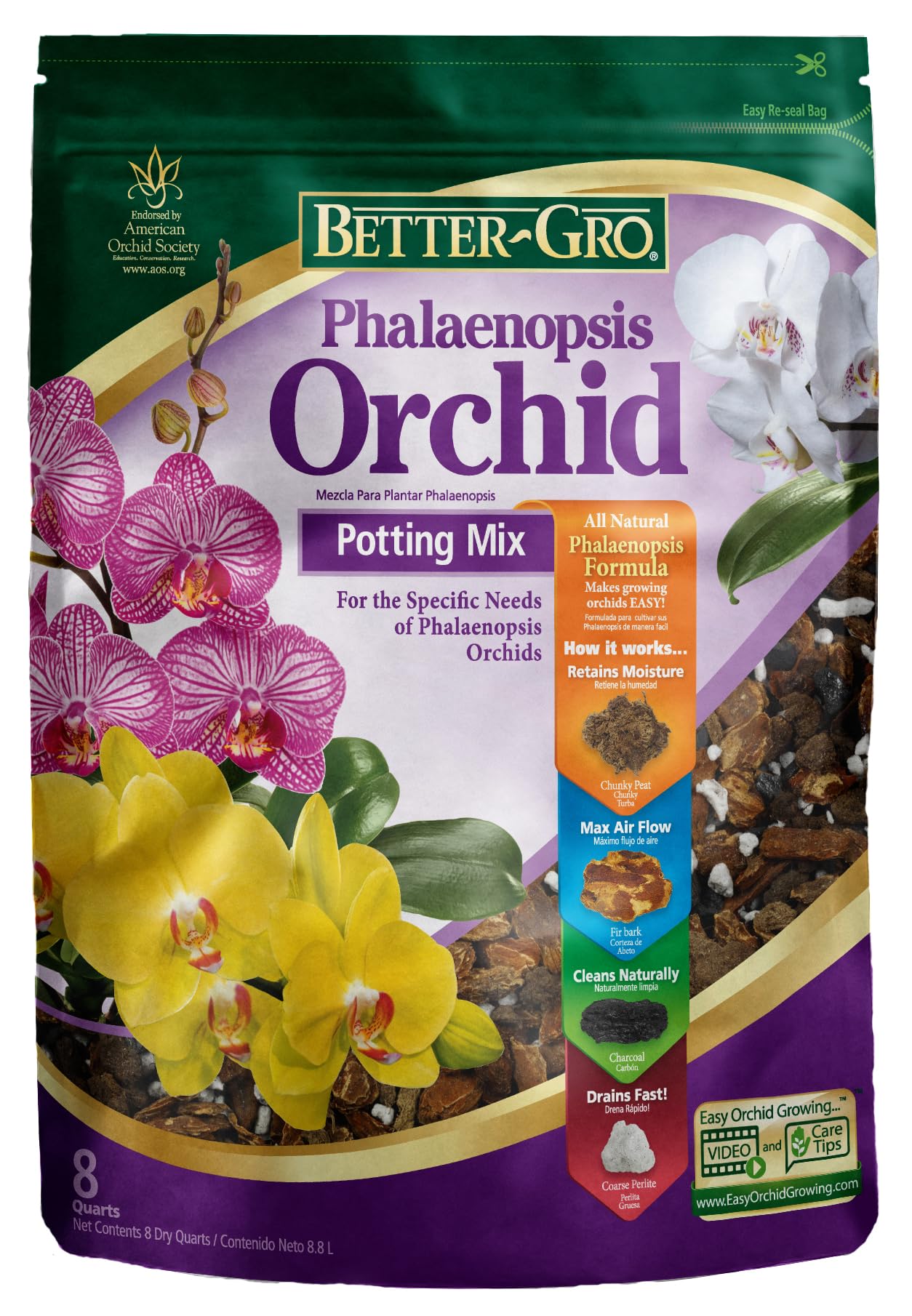 Better-Gro Phalaenopsis Potting Mix 8 Quart bag front view
