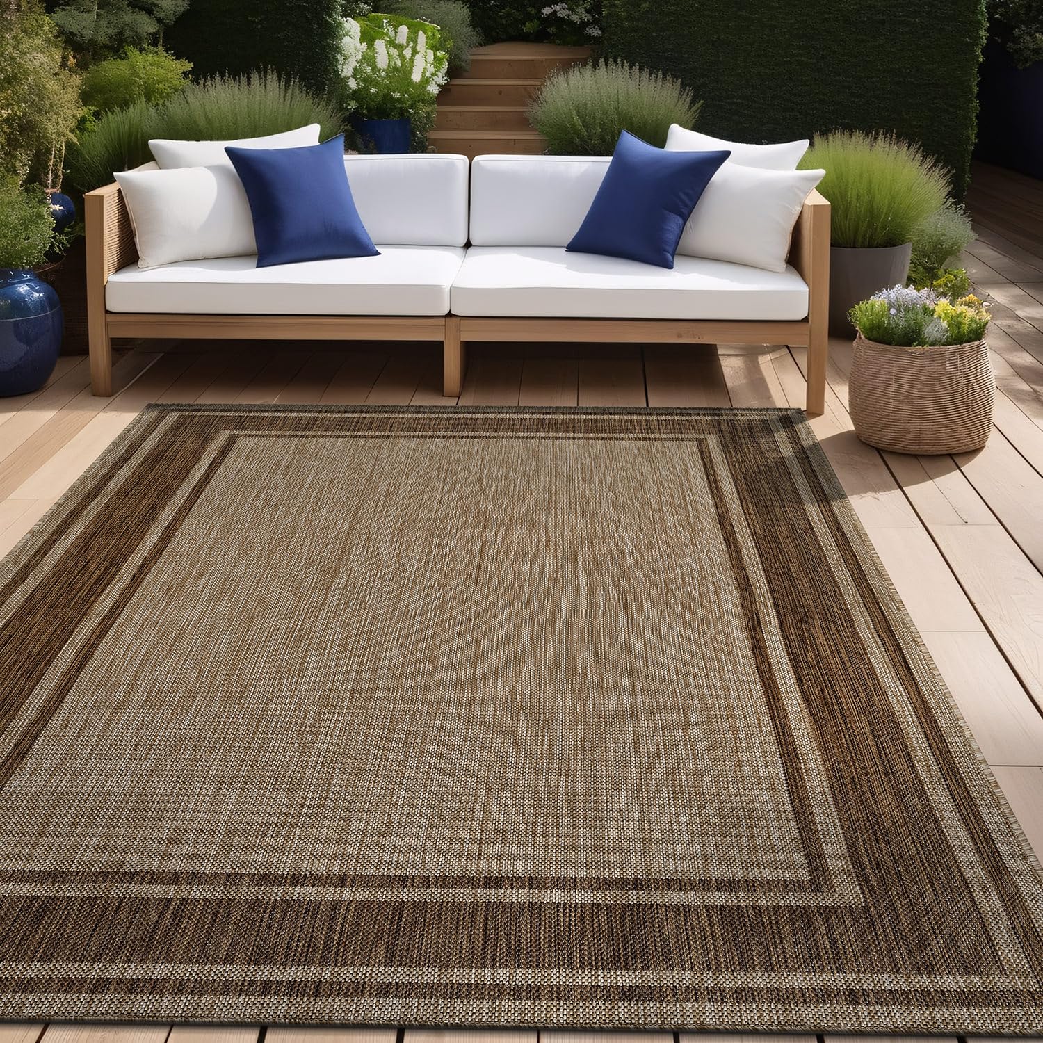 Beverly Rug 6x9 Outdoor Rug bordered jute front view