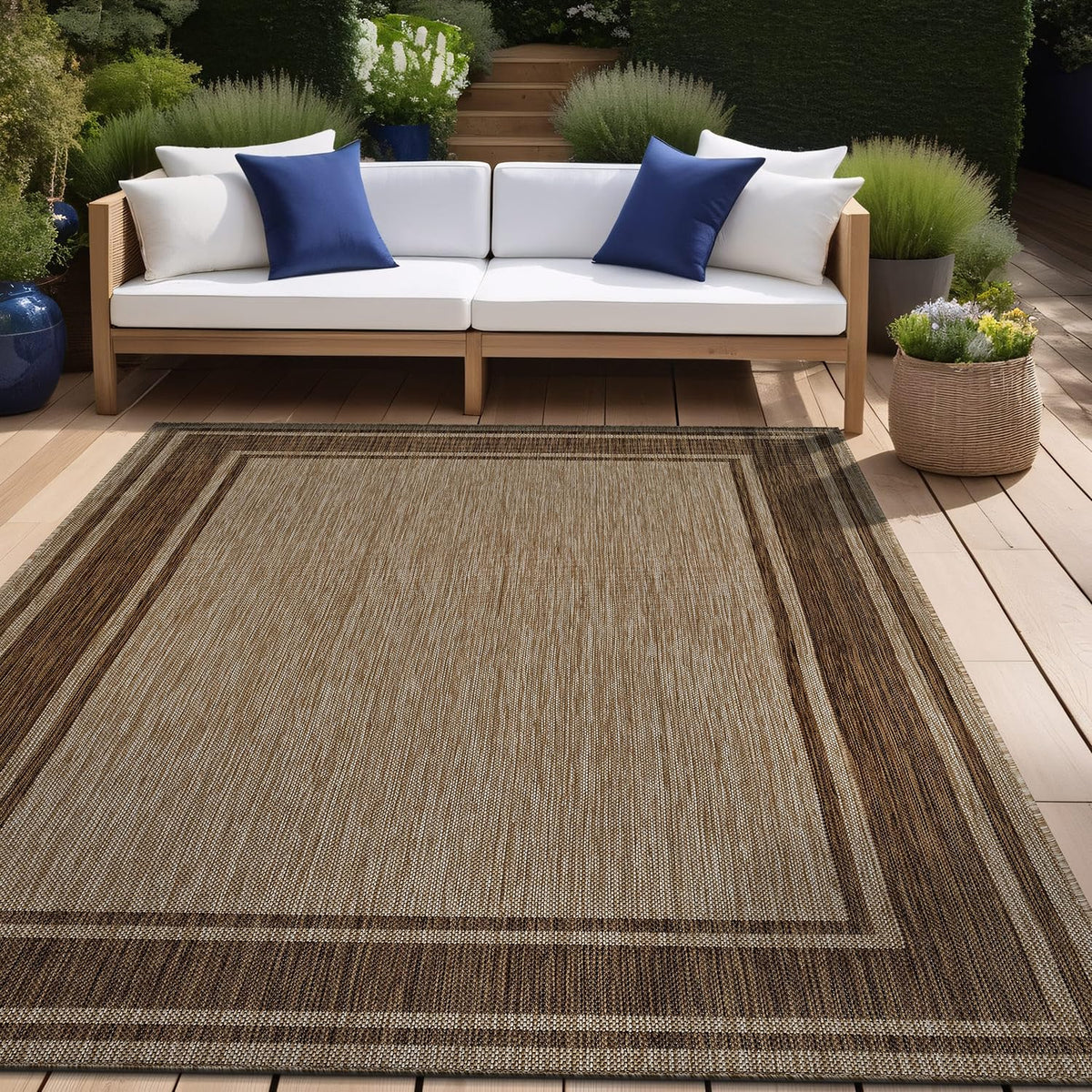 Beverly Rug 6x9 Outdoor Rug bordered jute front view