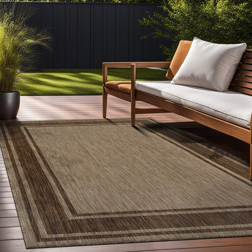 Beverly Rug 6x9 Outdoor Rug in garden setting
