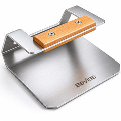 BEVISS 6.3-inch Smash Burger Press with silver stainless steel finish