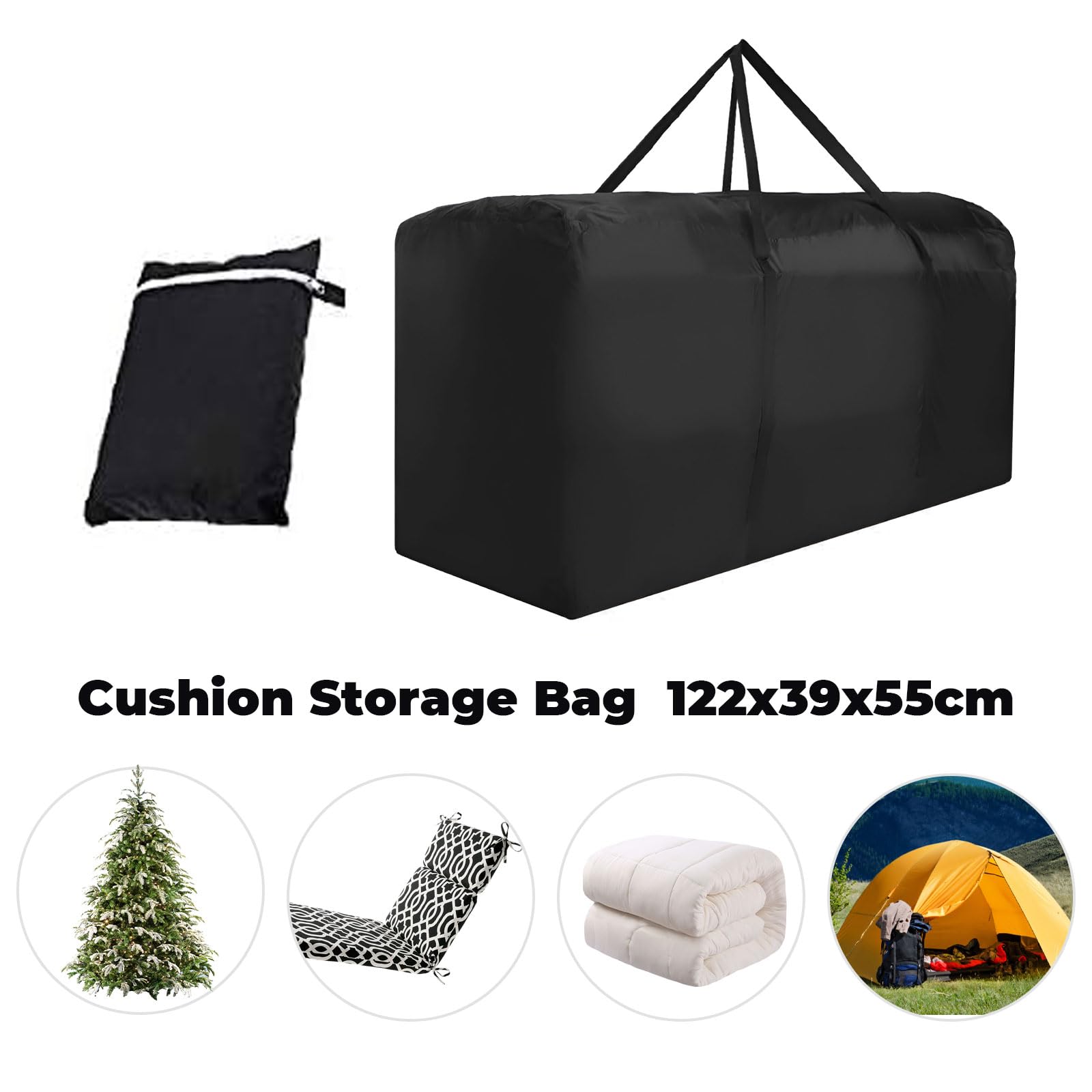 Bicherub Outdoor Cushion Storage Bag side view showing zipper