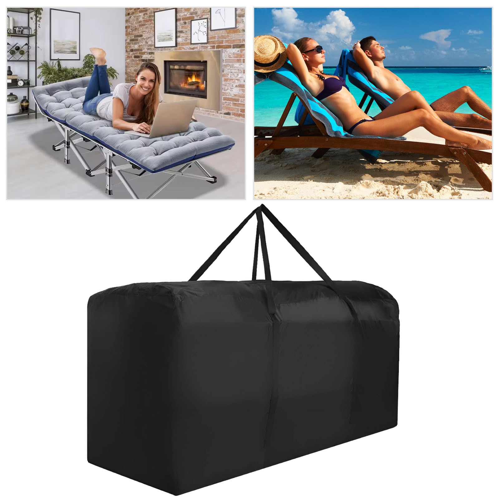 Bicherub storage bag with outdoor cushions inside