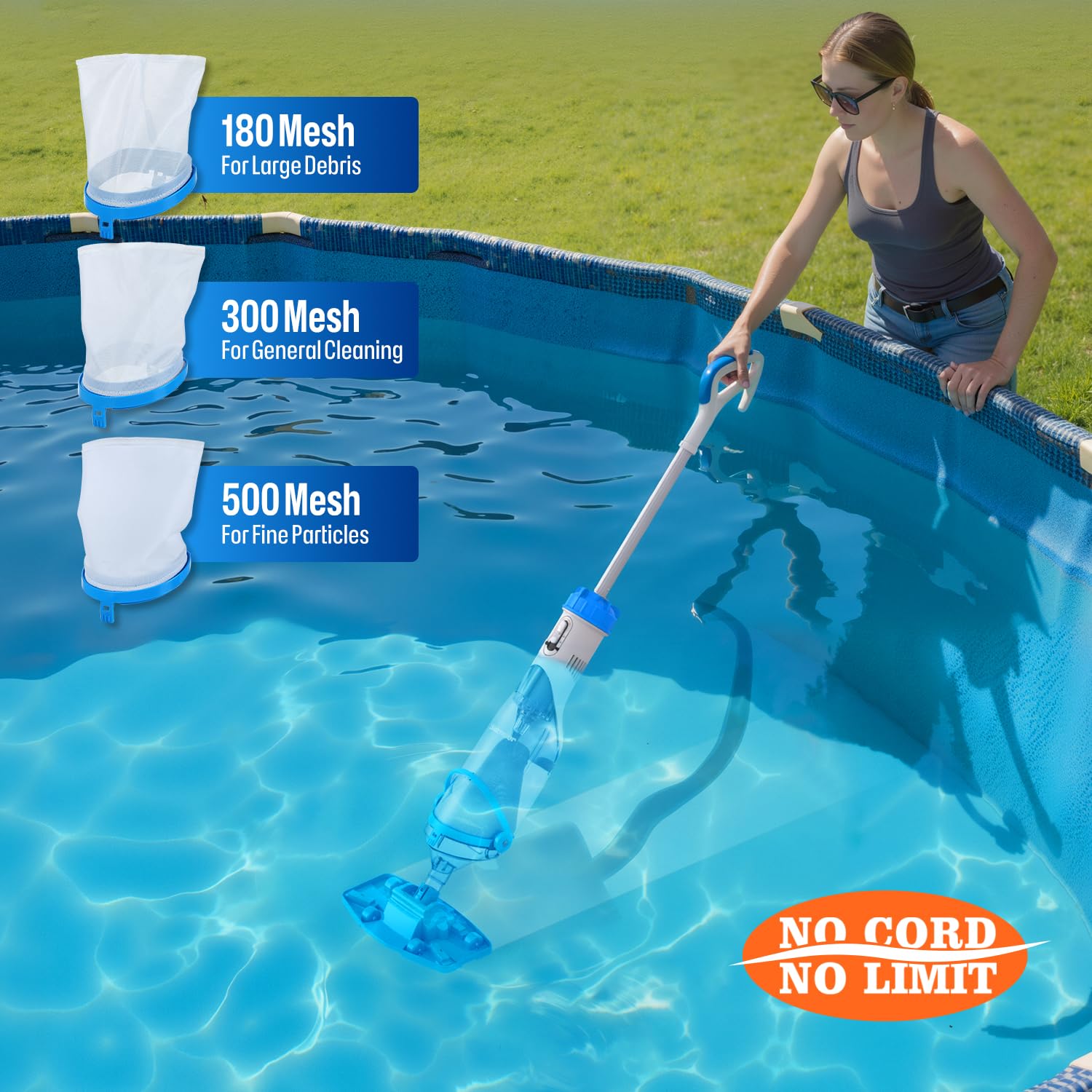 BIELMEIER pool vacuum with extension pole extended