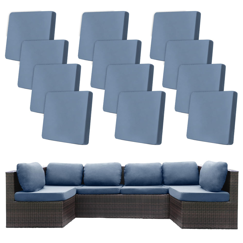 BIETYONE 12 pack outdoor cushion covers grey blue front view