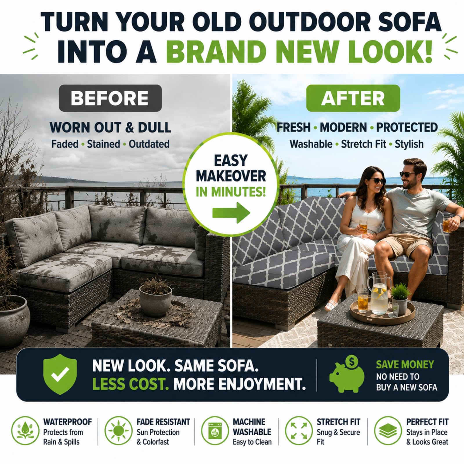 BIETYONE cushion cover on outdoor sofa