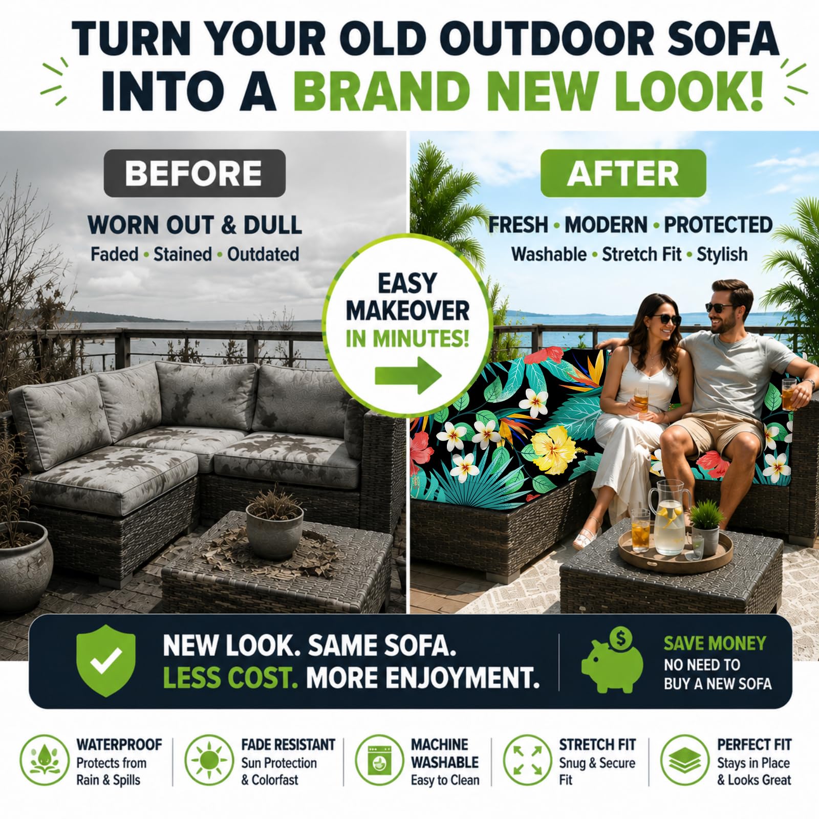 BIETYONE cushion covers in use on a patio sofa