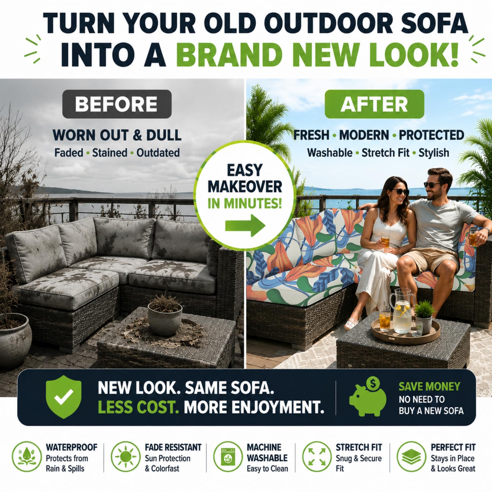 BIETYONE cushion covers on patio furniture