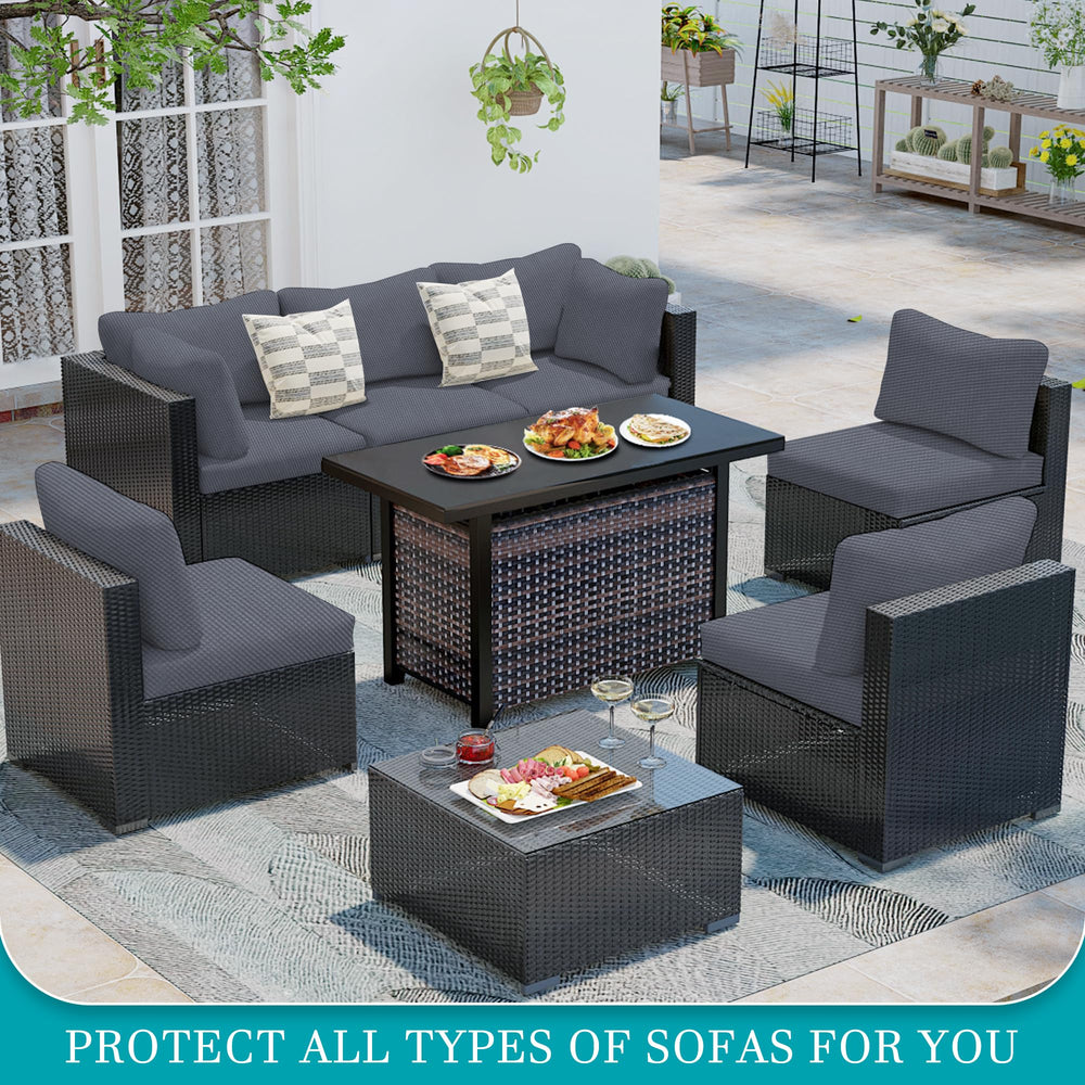 BIETYONE Outdoor Cushion Cover 12PCS Jacquard Check Grey packaging