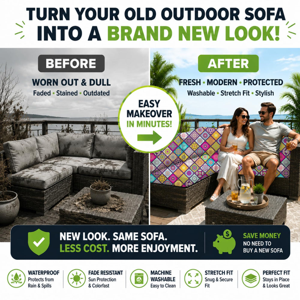 BIETYONE Outdoor Cushion Cover fitting a sofa cushion