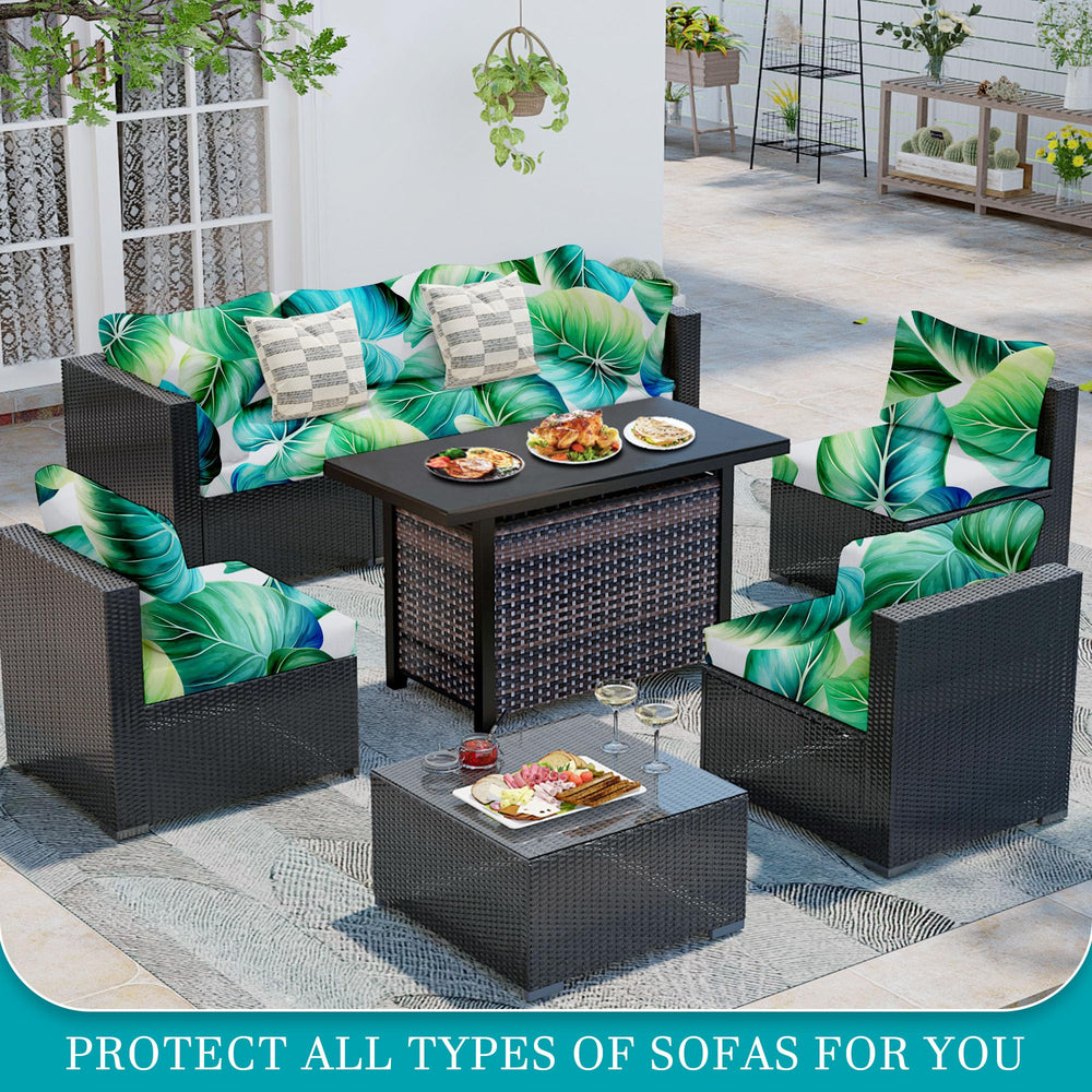 BIETYONE Outdoor Cushion Cover Green Leaf detail close-up