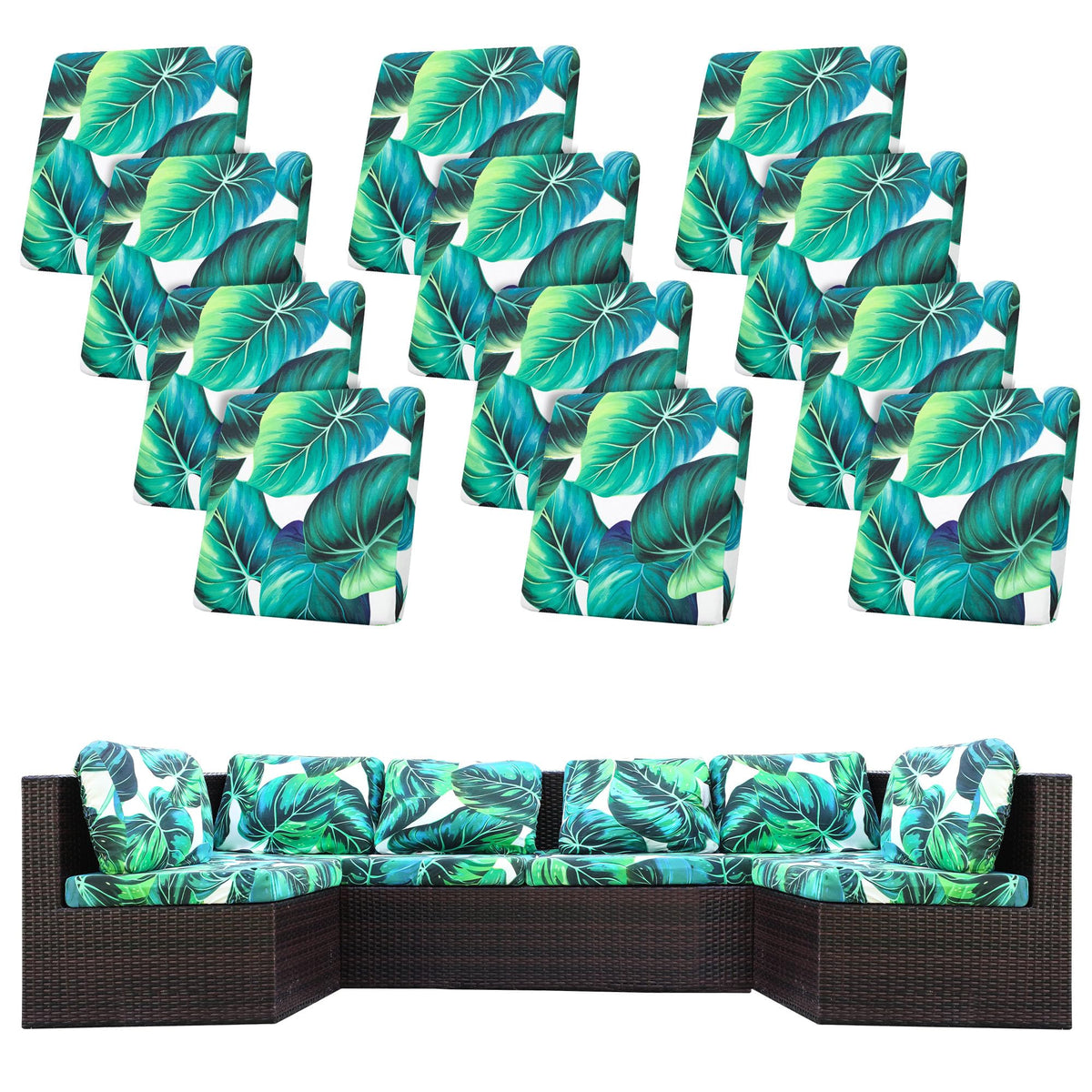 BIETYONE Outdoor Cushion Cover Green Leaf front view