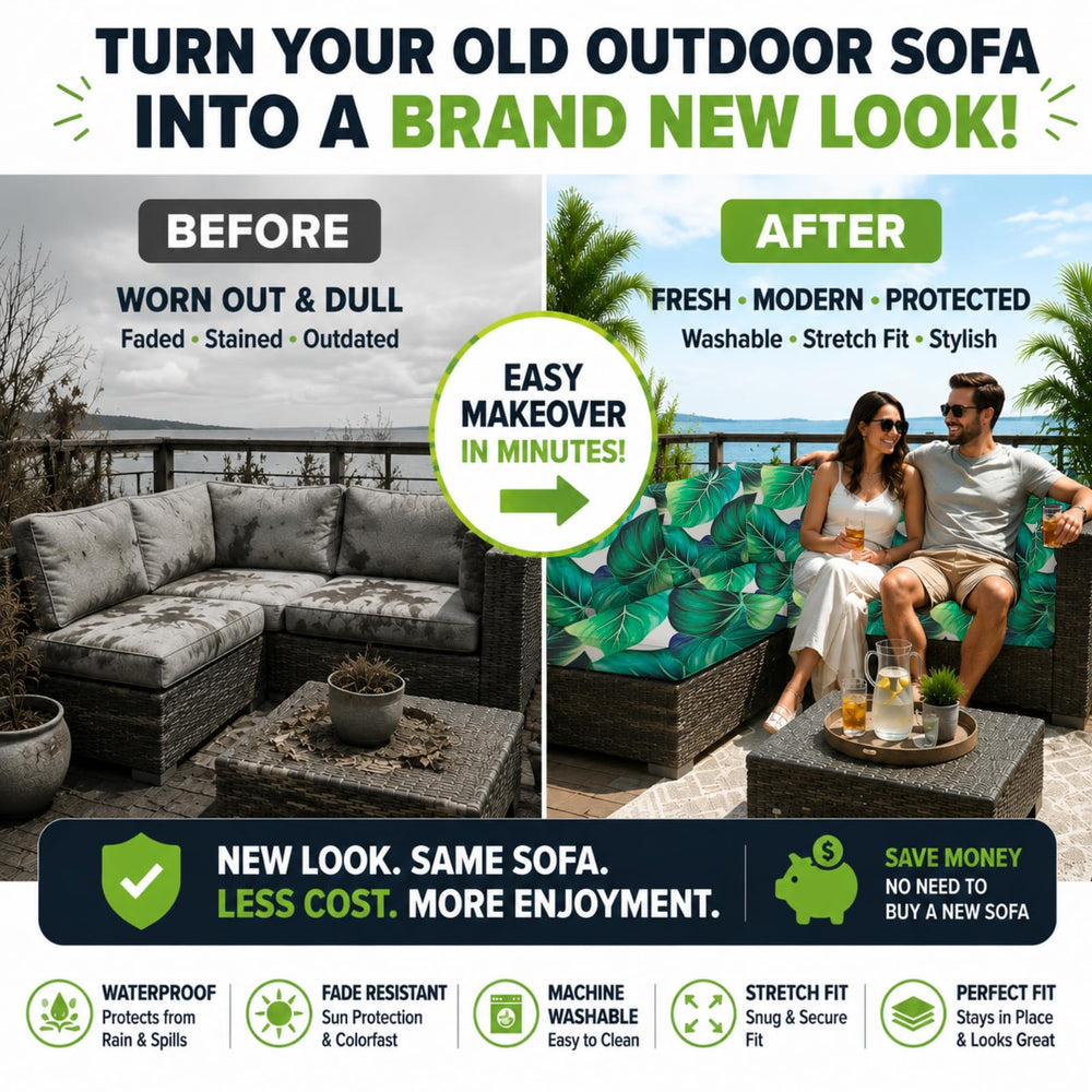 BIETYONE Outdoor Cushion Cover Green Leaf lifestyle scene