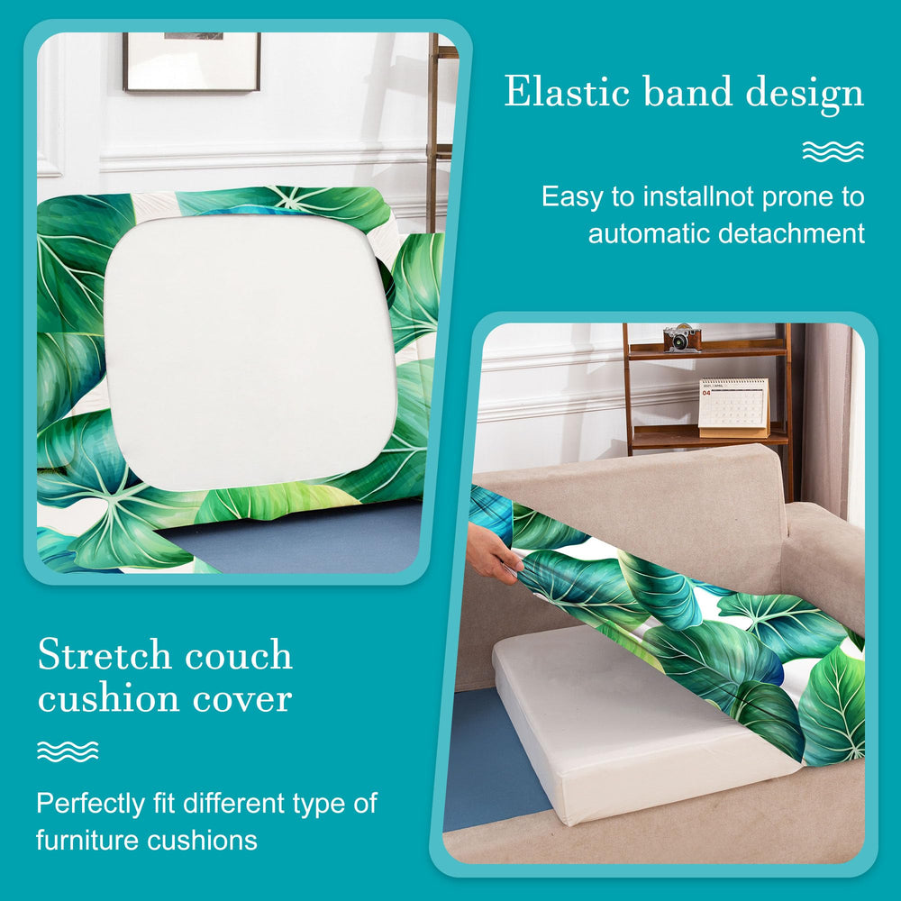 BIETYONE Outdoor Cushion Cover Green Leaf on patio sofa