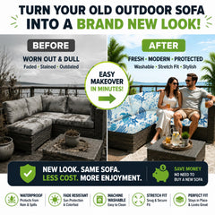 BIETYONE outdoor cushion cover on a patio sofa