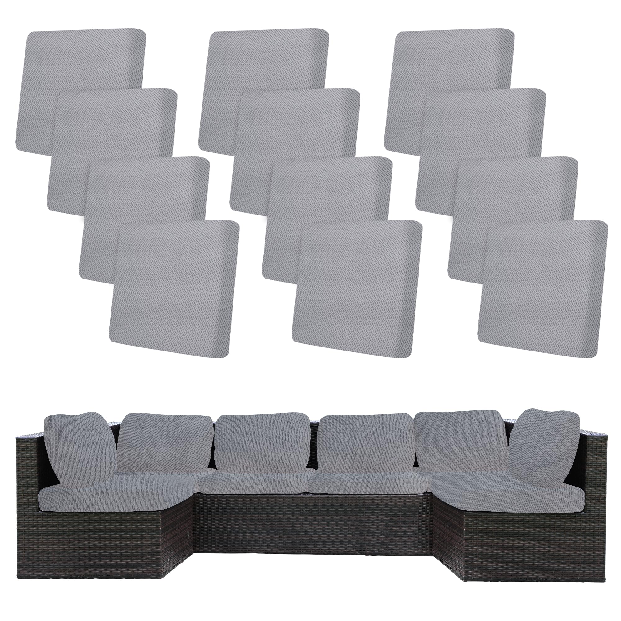 BIETYONE Outdoor Cushion Cover pack of 12 in Jacquard Twill Grey