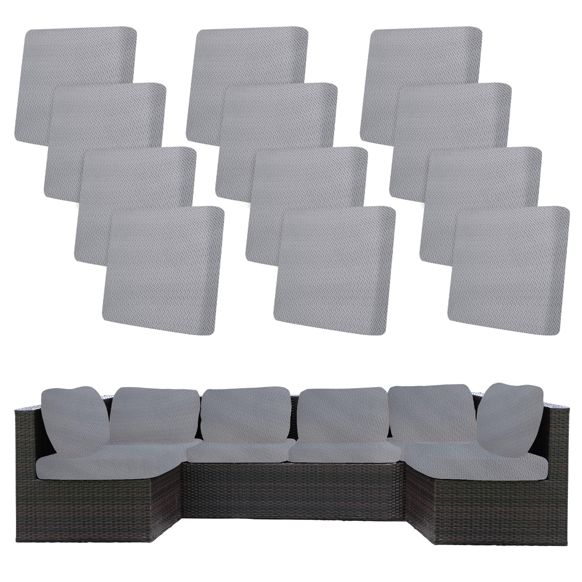 BIETYONE Outdoor Cushion Cover pack of 12 in Jacquard Twill Grey