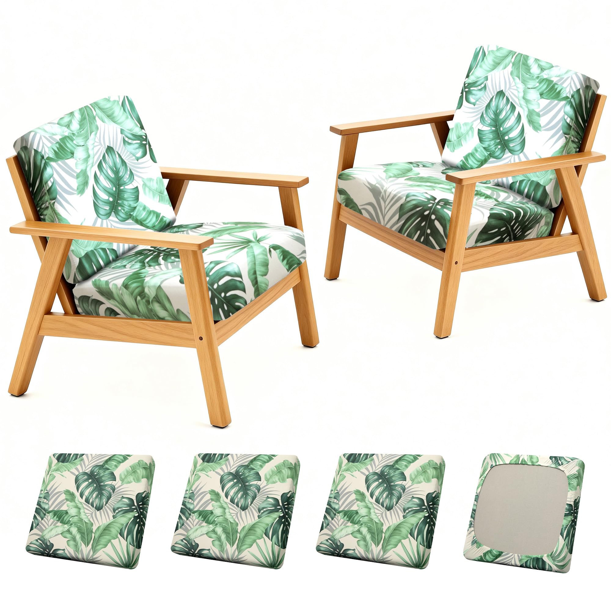 BIETYONE outdoor cushion cover pack of 4 in Graceful Jade Leaves