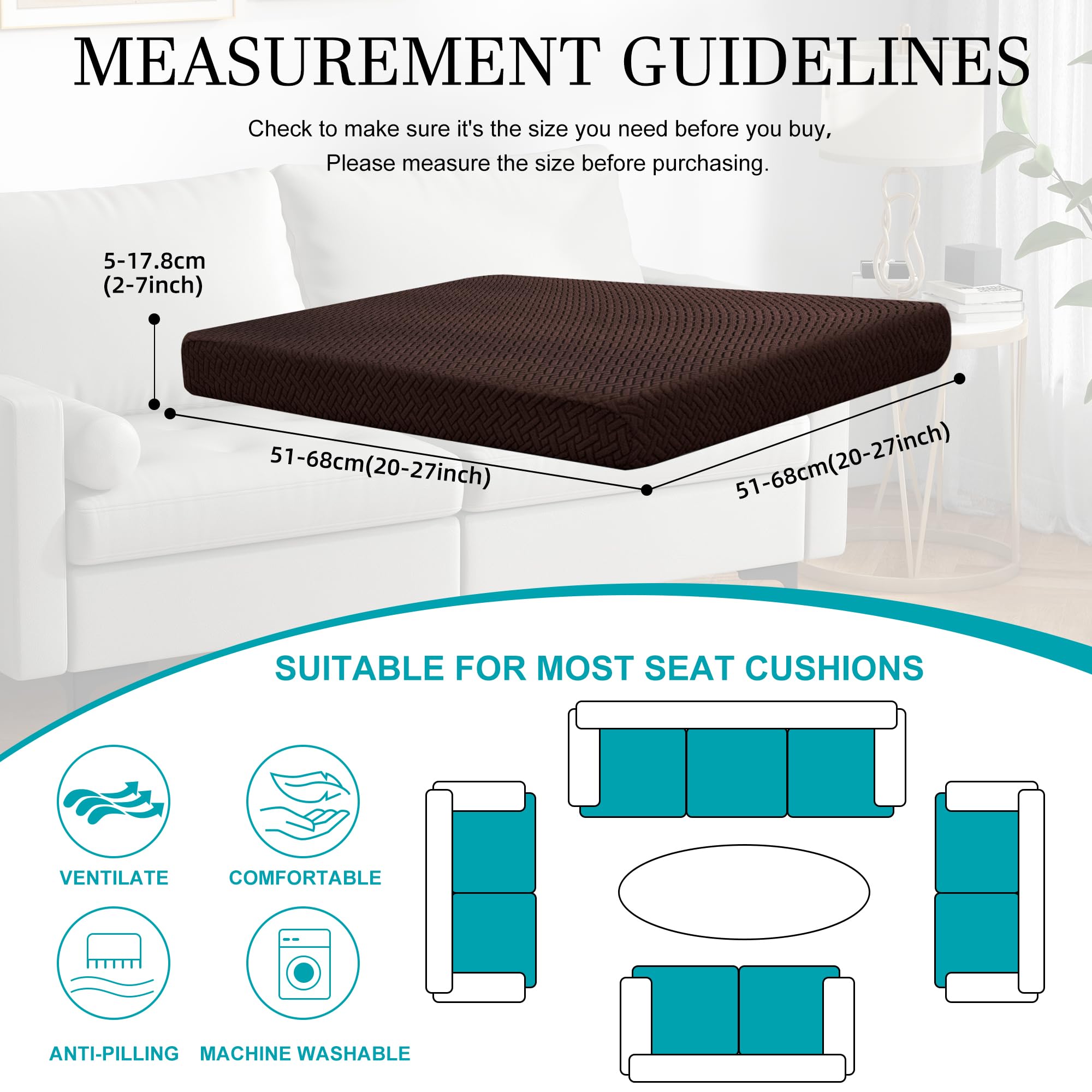 BIETYONE Outdoor Cushion Cover showing flexible fit on sofa cushion