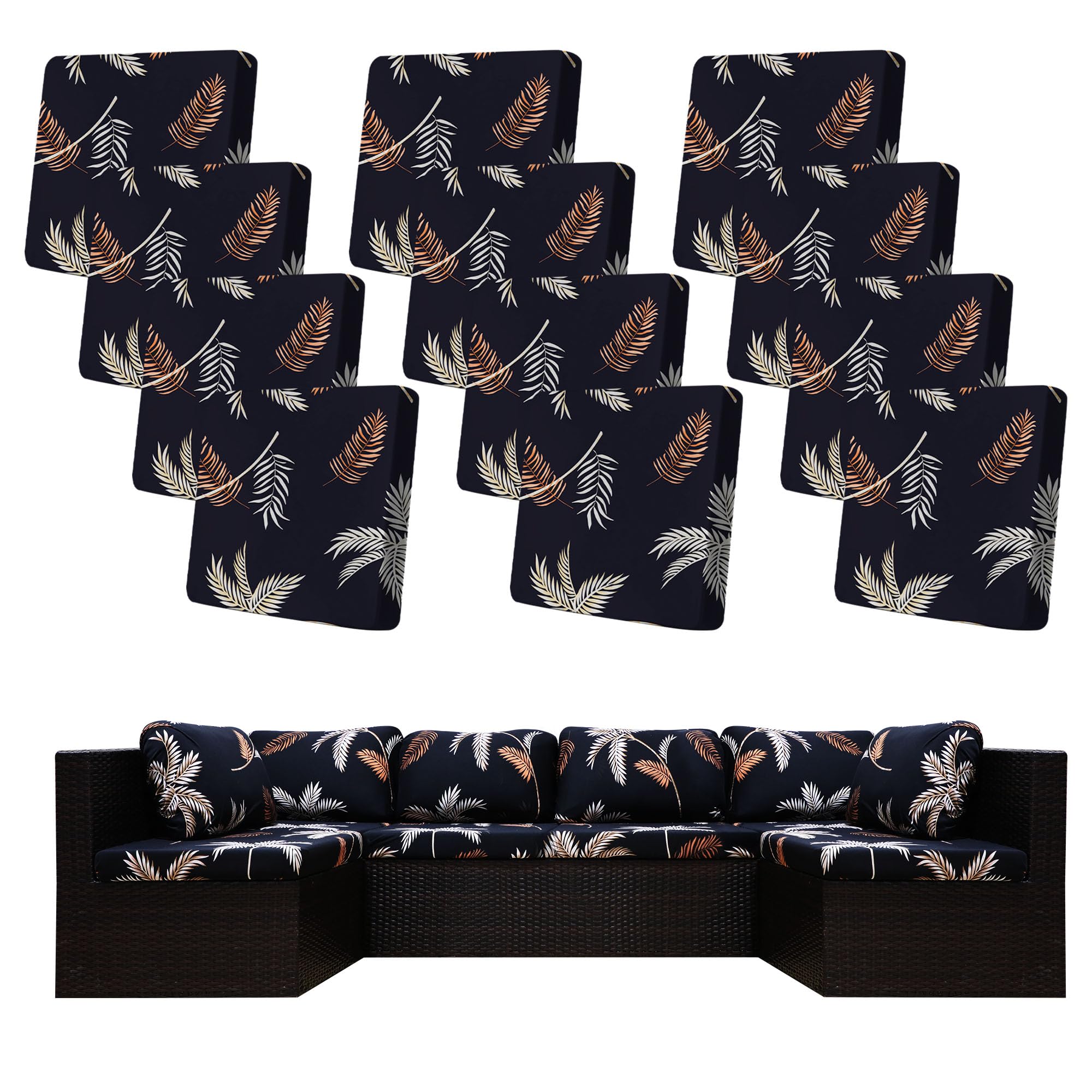 BIETYONE Outdoor Cushion Covers 12 pcs Coconut Forest front view