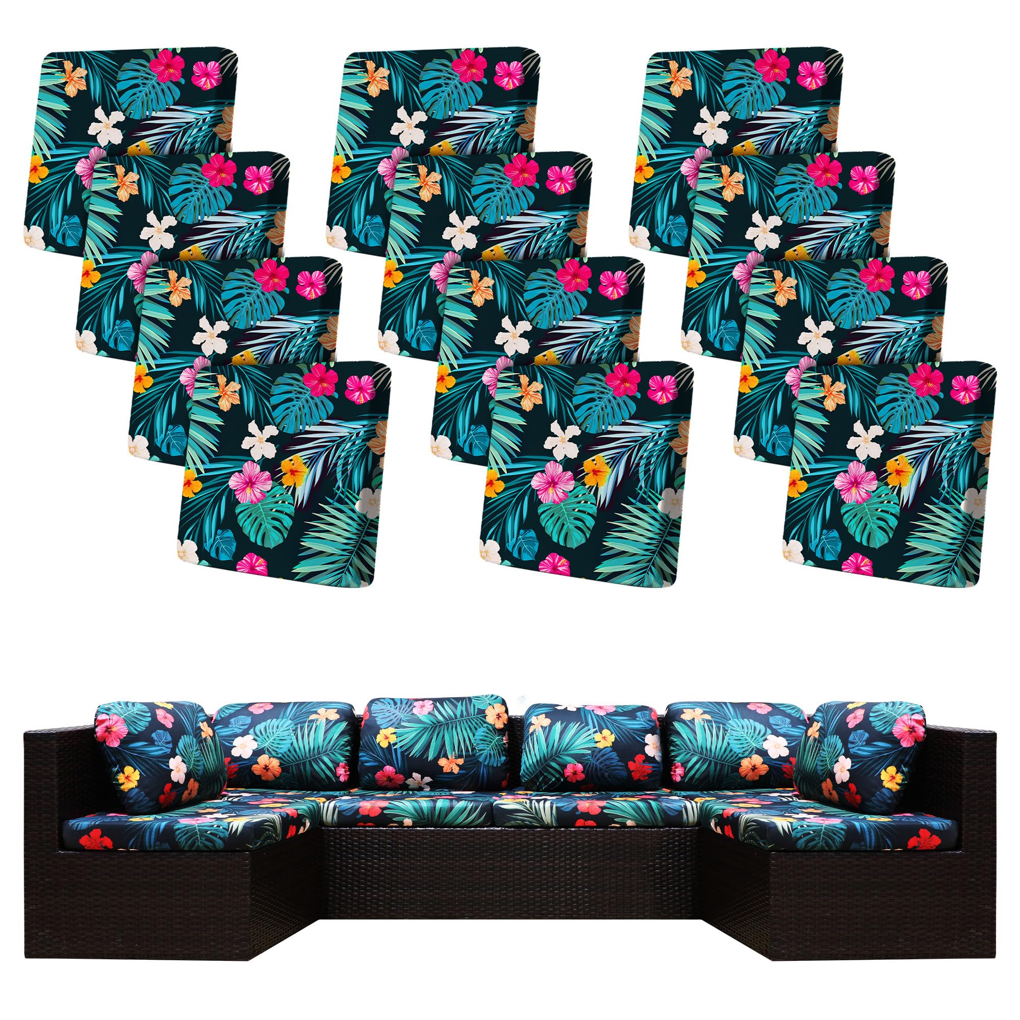 BIETYONE Outdoor Cushion Covers 12PCS in Summer Night