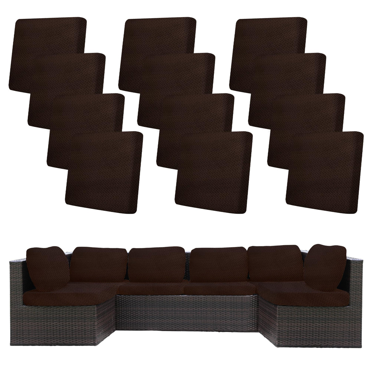 BIETYONE Outdoor Cushion Covers 12PCS Jacquard Twill Coffee front view